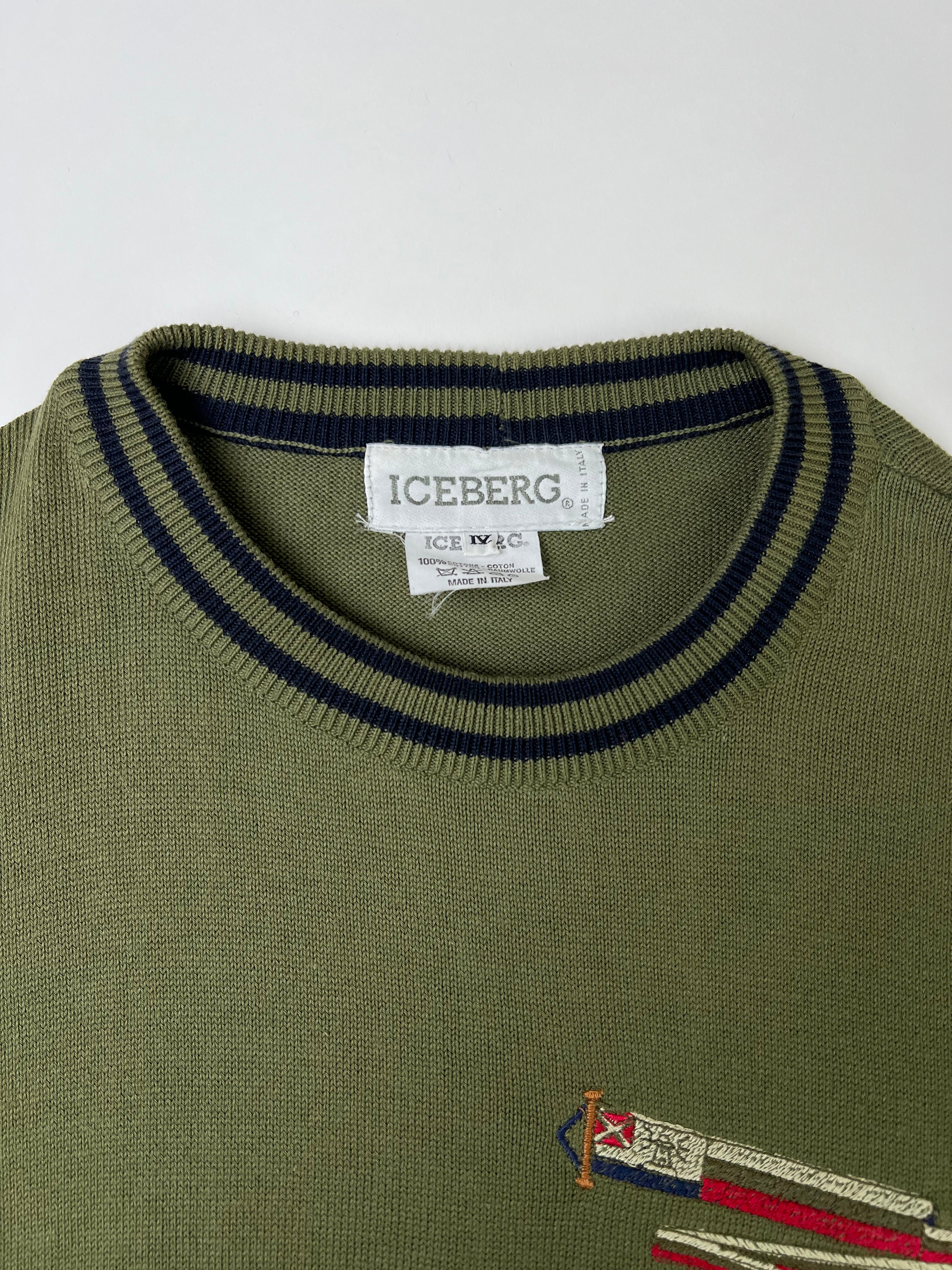 ICEBERG COTTON SWEATER EMBROIDERED LOGO GREEN - XL/XXL