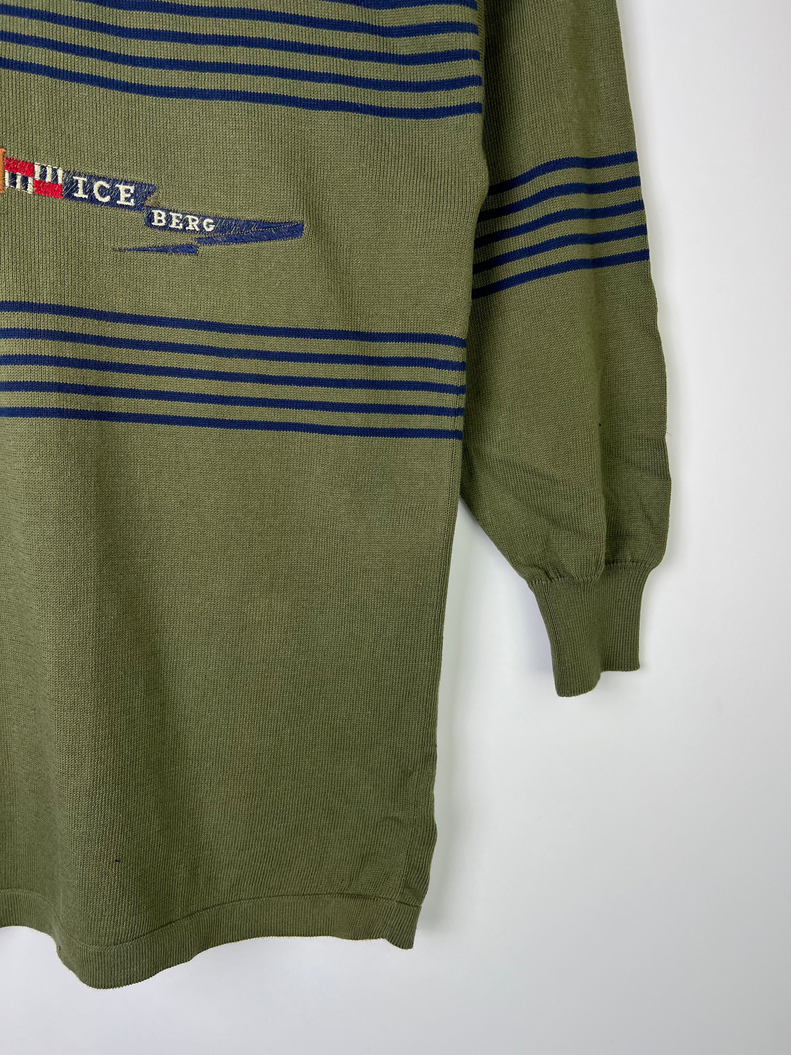 ICEBERG COTTON SWEATER EMBROIDERED LOGO GREEN - XL/XXL