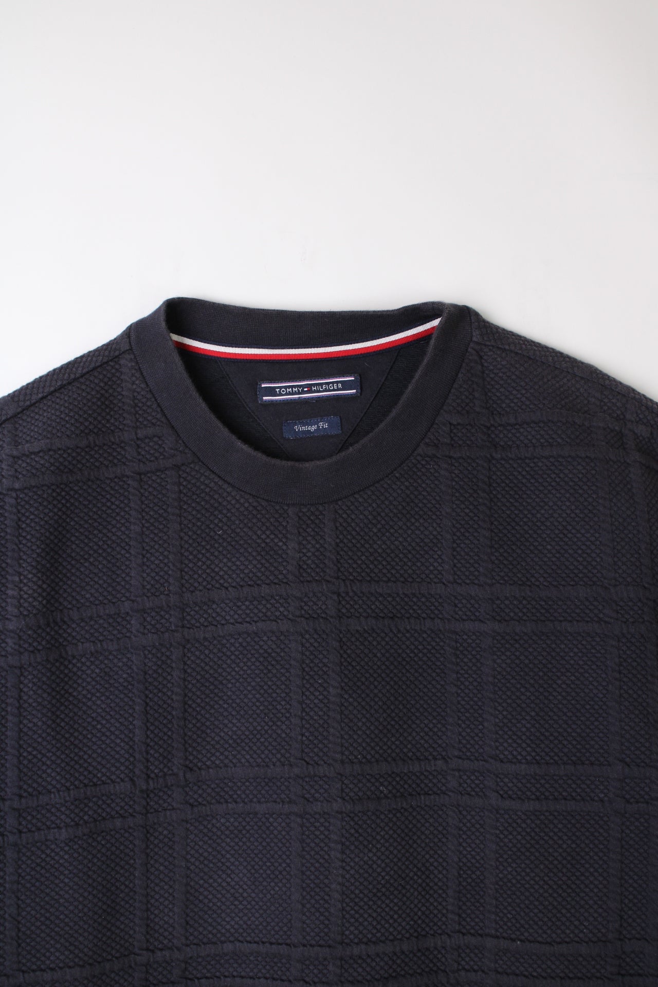 TOMMY HILFIGER SWEATER STRUCTURED PATTERN NAVY BLUE - L/XL
