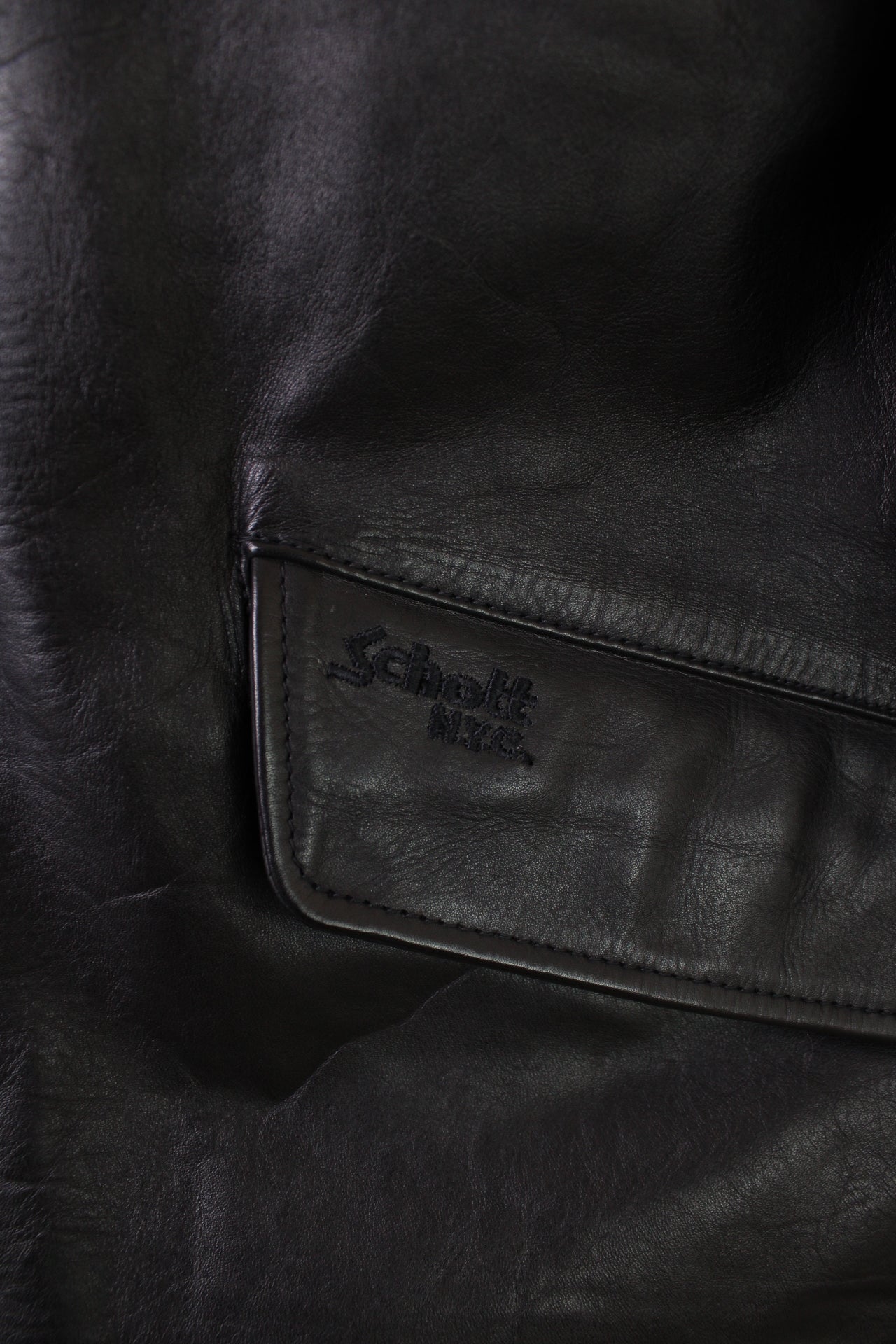 SCHOTT LEATHER COAT WOOL LINED BLACK - L/XL