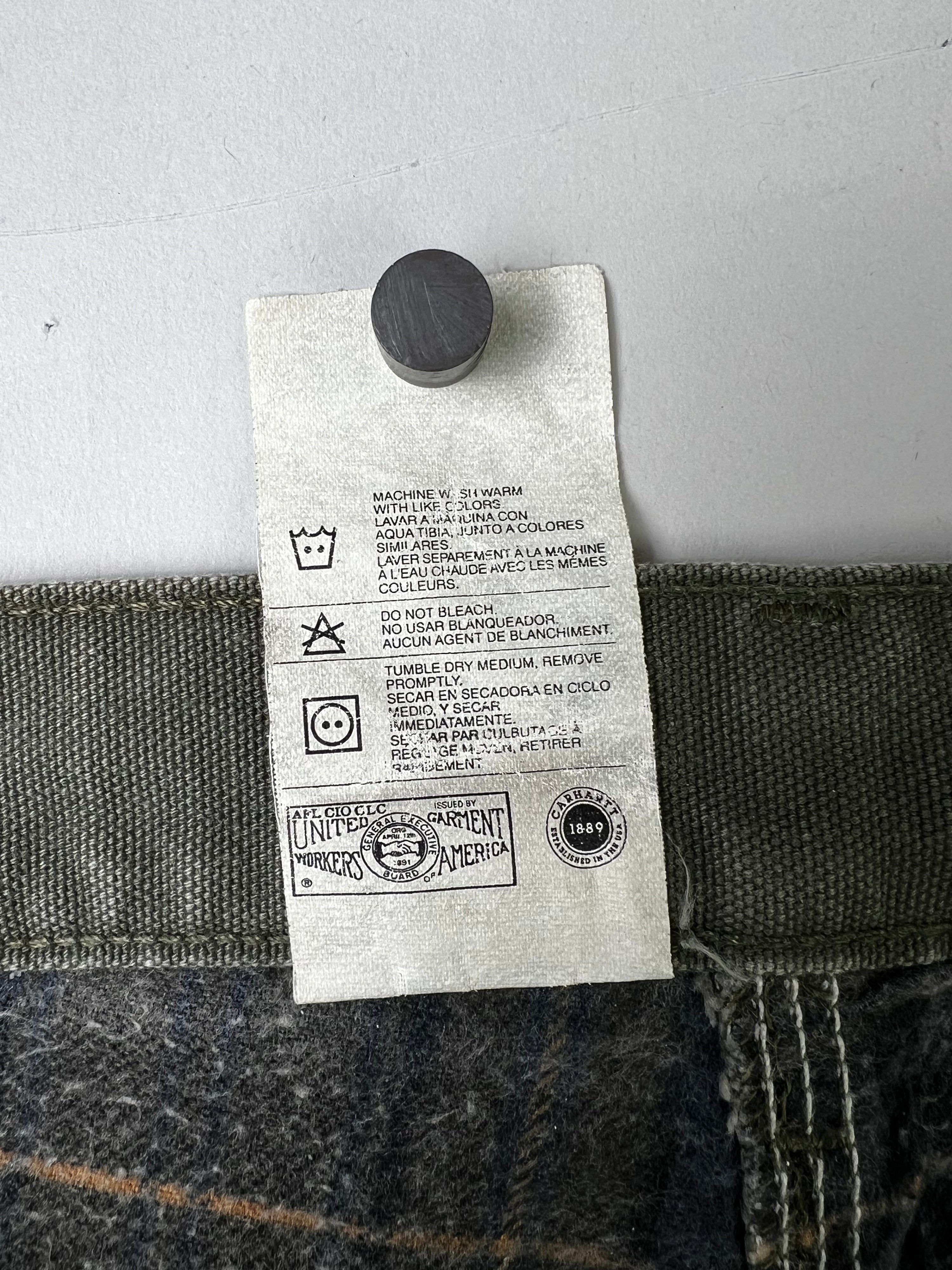 CARHARTT SINGLE KNEE FLEECE LINED PANTS GREEN MADE IN USA - 31X32