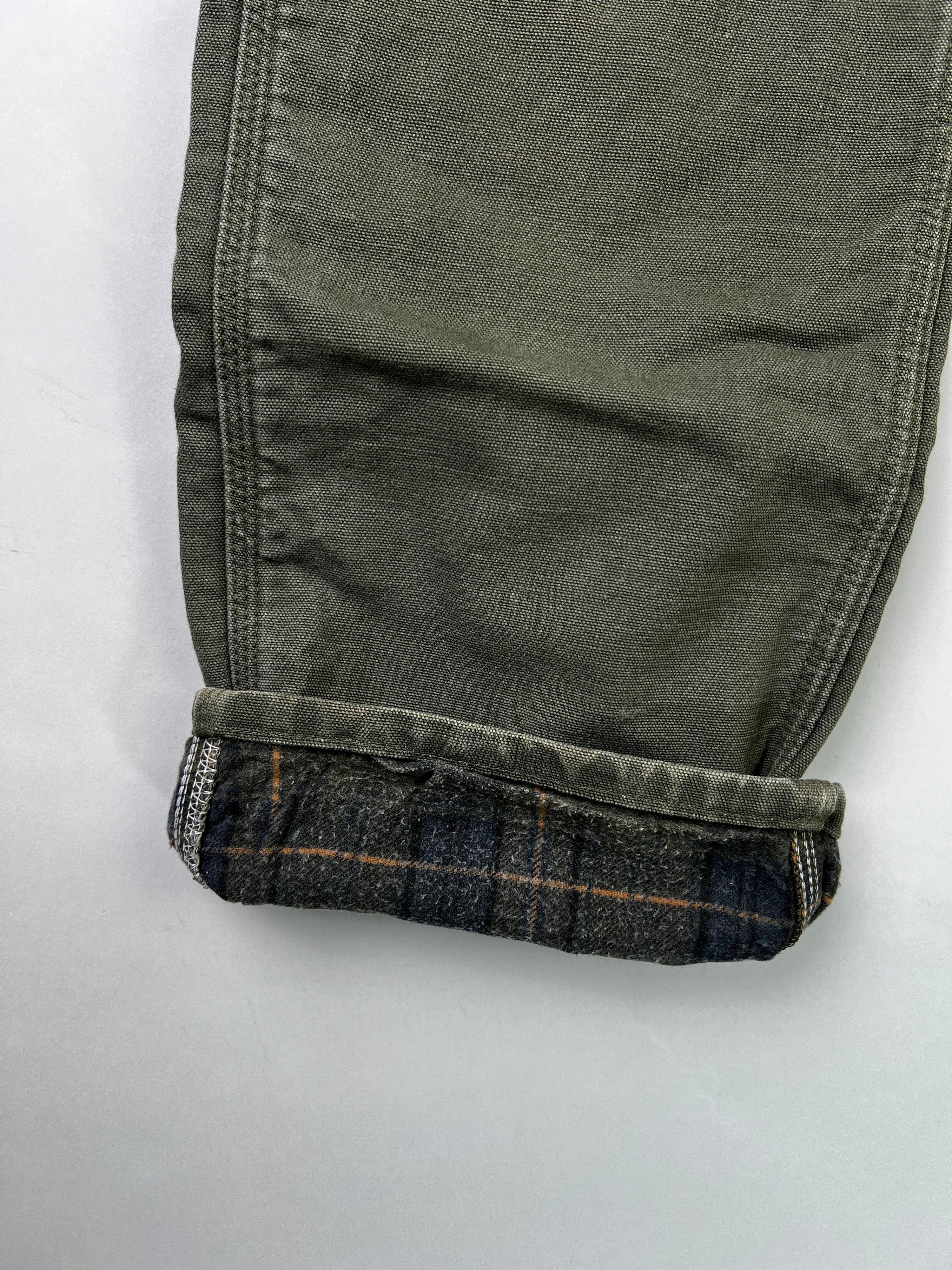 CARHARTT SINGLE KNEE FLEECE LINED PANTS GREEN MADE IN USA - 31X32
