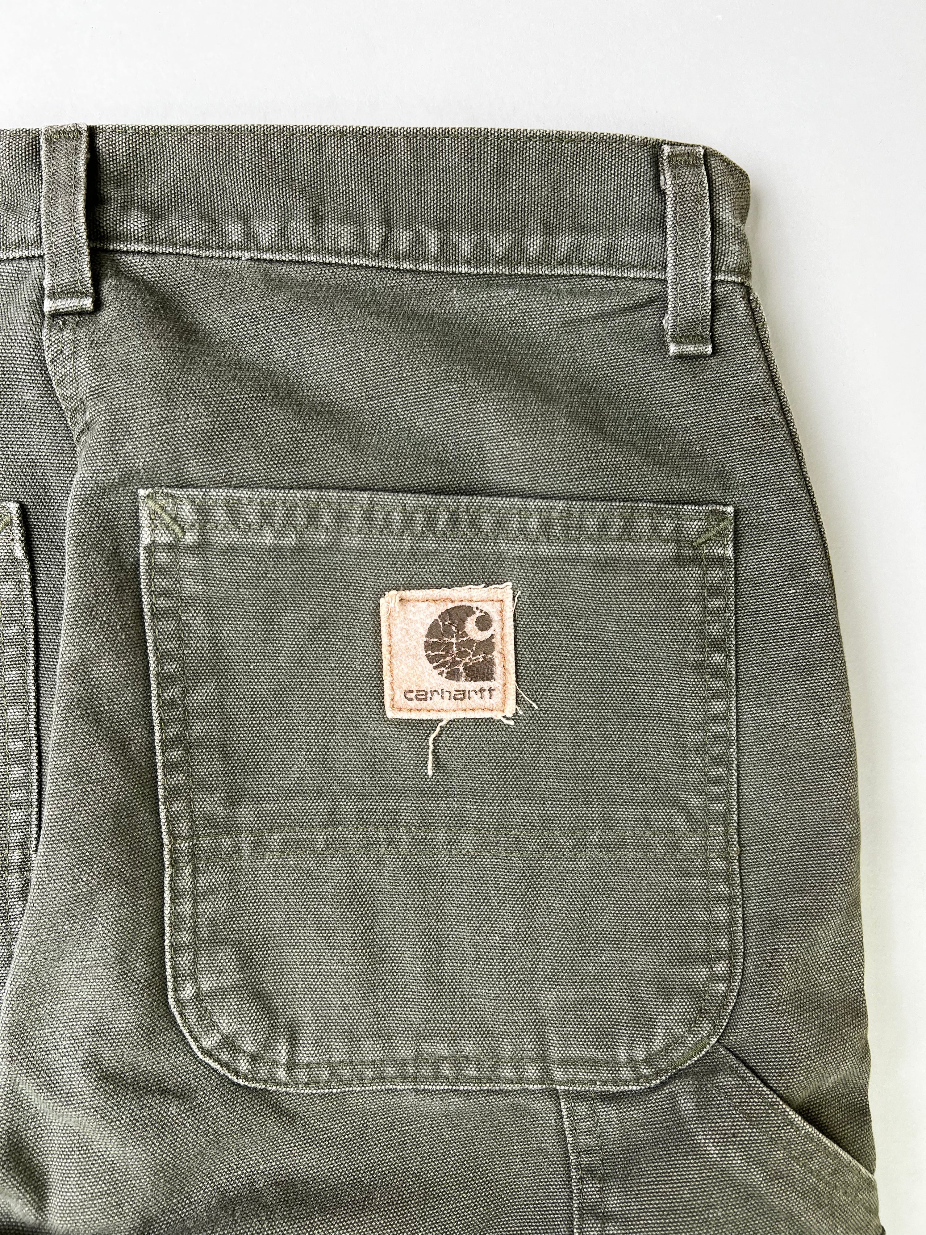 CARHARTT SINGLE KNEE FLEECE LINED PANTS GREEN MADE IN USA - 31X32
