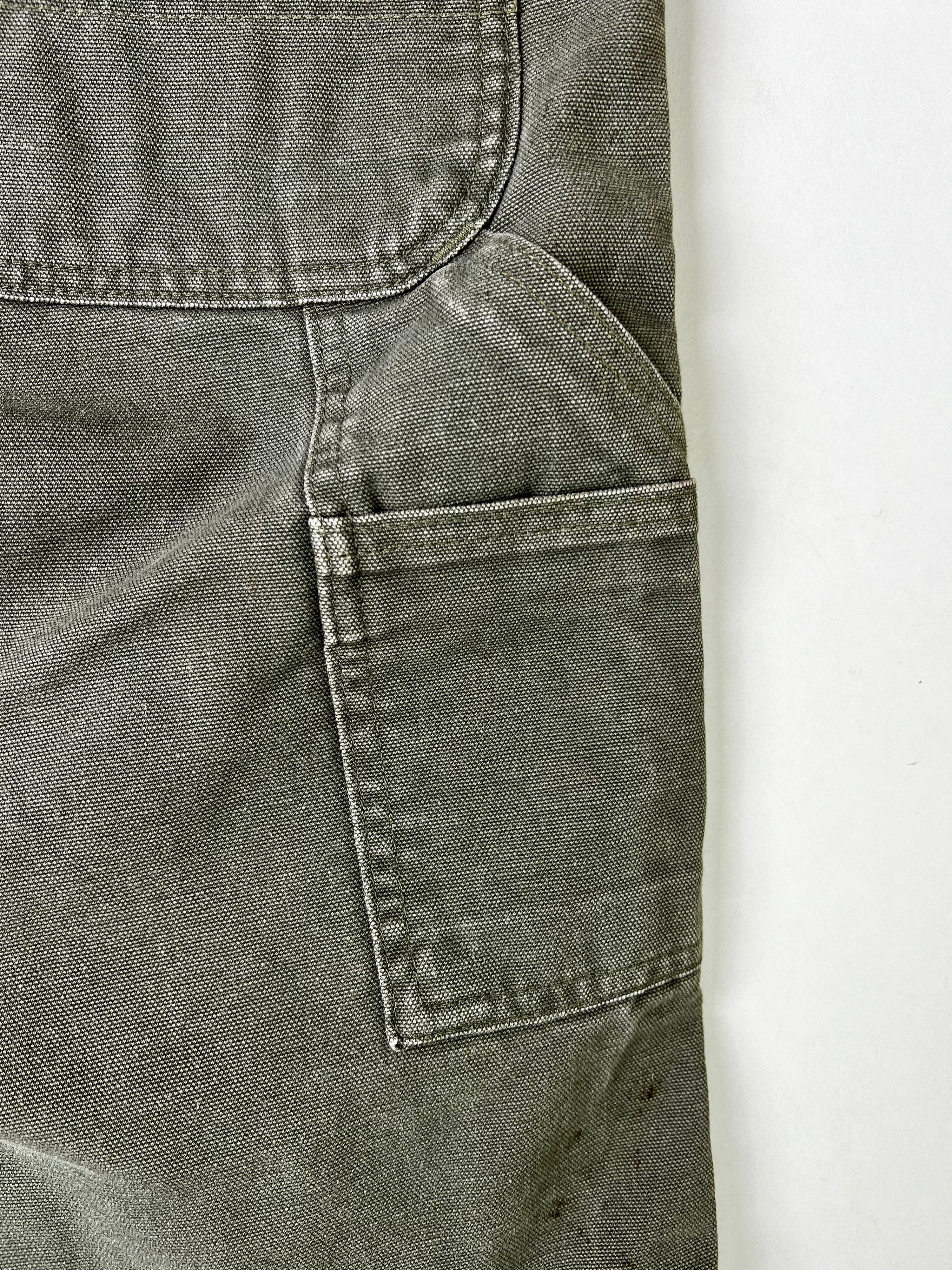 CARHARTT SINGLE KNEE FLEECE LINED PANTS GREEN MADE IN USA - 31X32