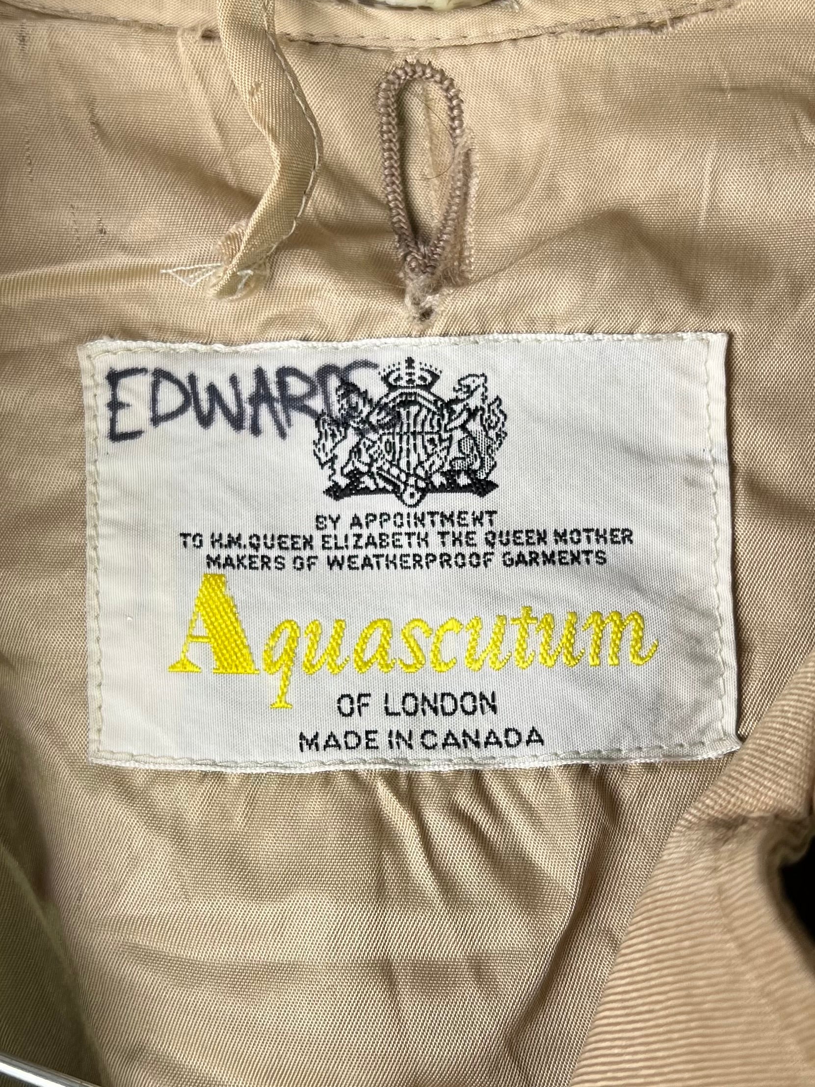 AQUASCUTUM DOUBLE BREAST TRENCH COAT BEIGE WOOL LINING - XS/S