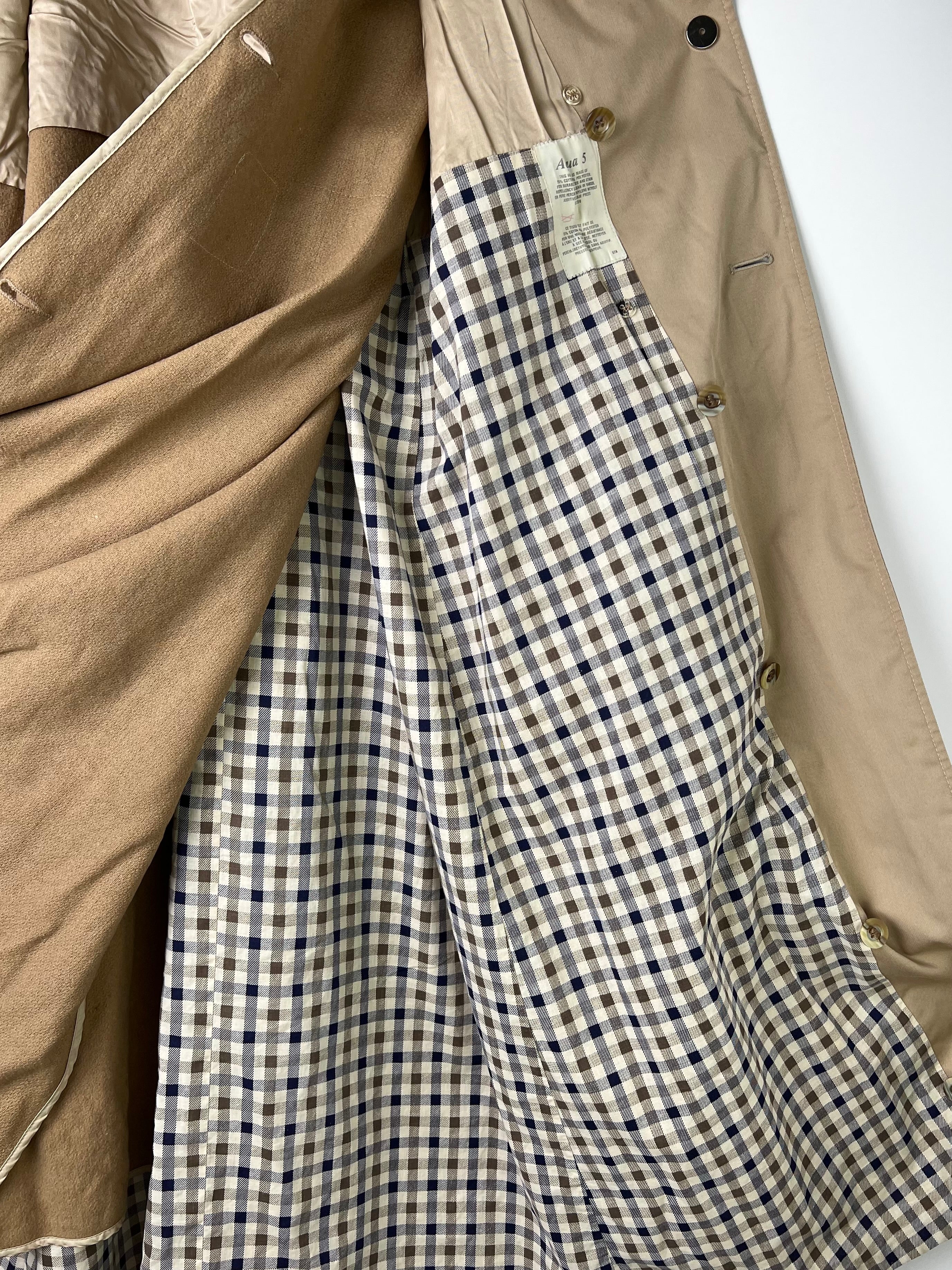 AQUASCUTUM DOUBLE BREAST TRENCH COAT BEIGE WOOL LINING - XS/S