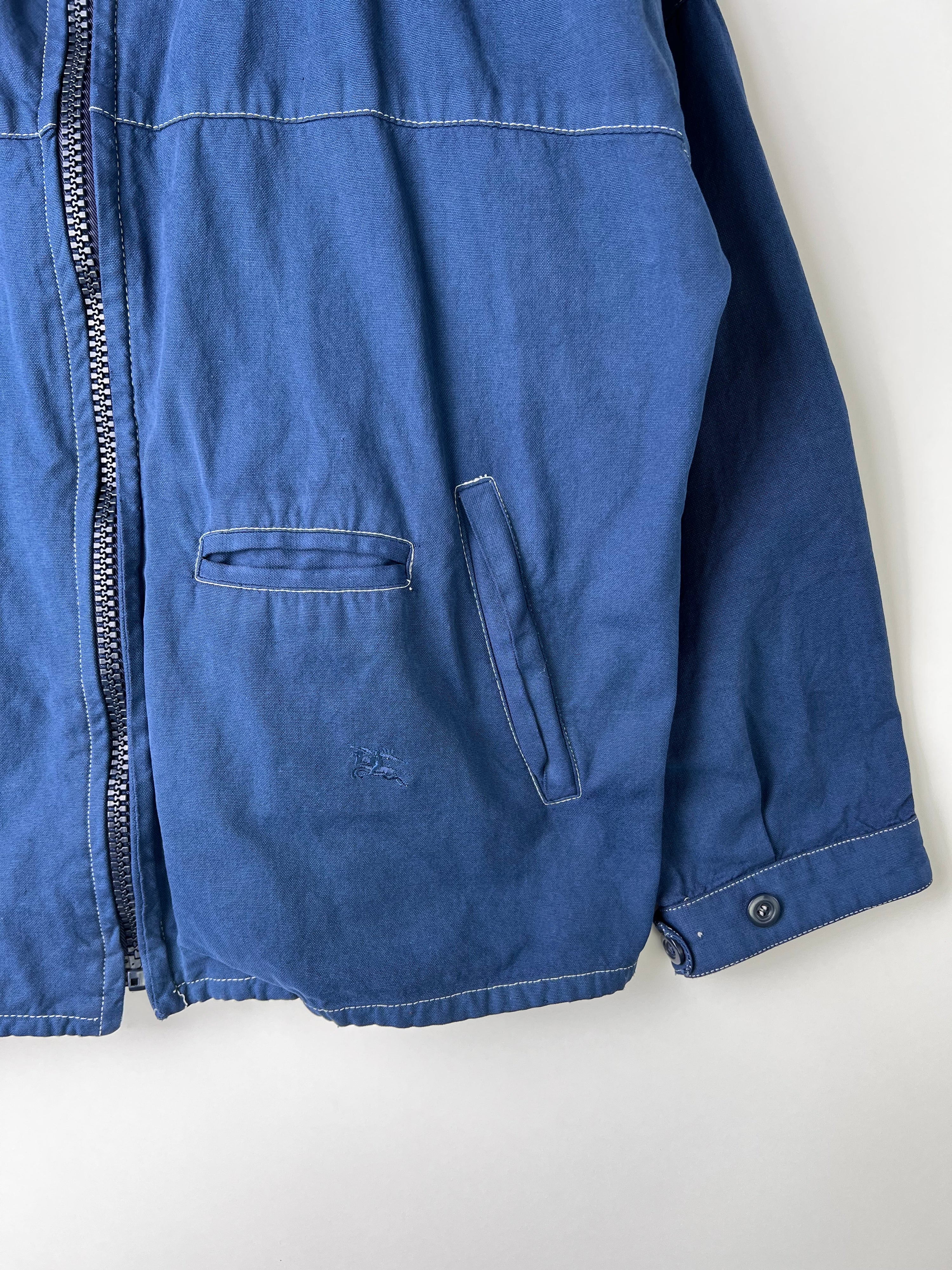 BURBERRY VINTAGE COTTON HARRINGTON JACKET BLUE - S