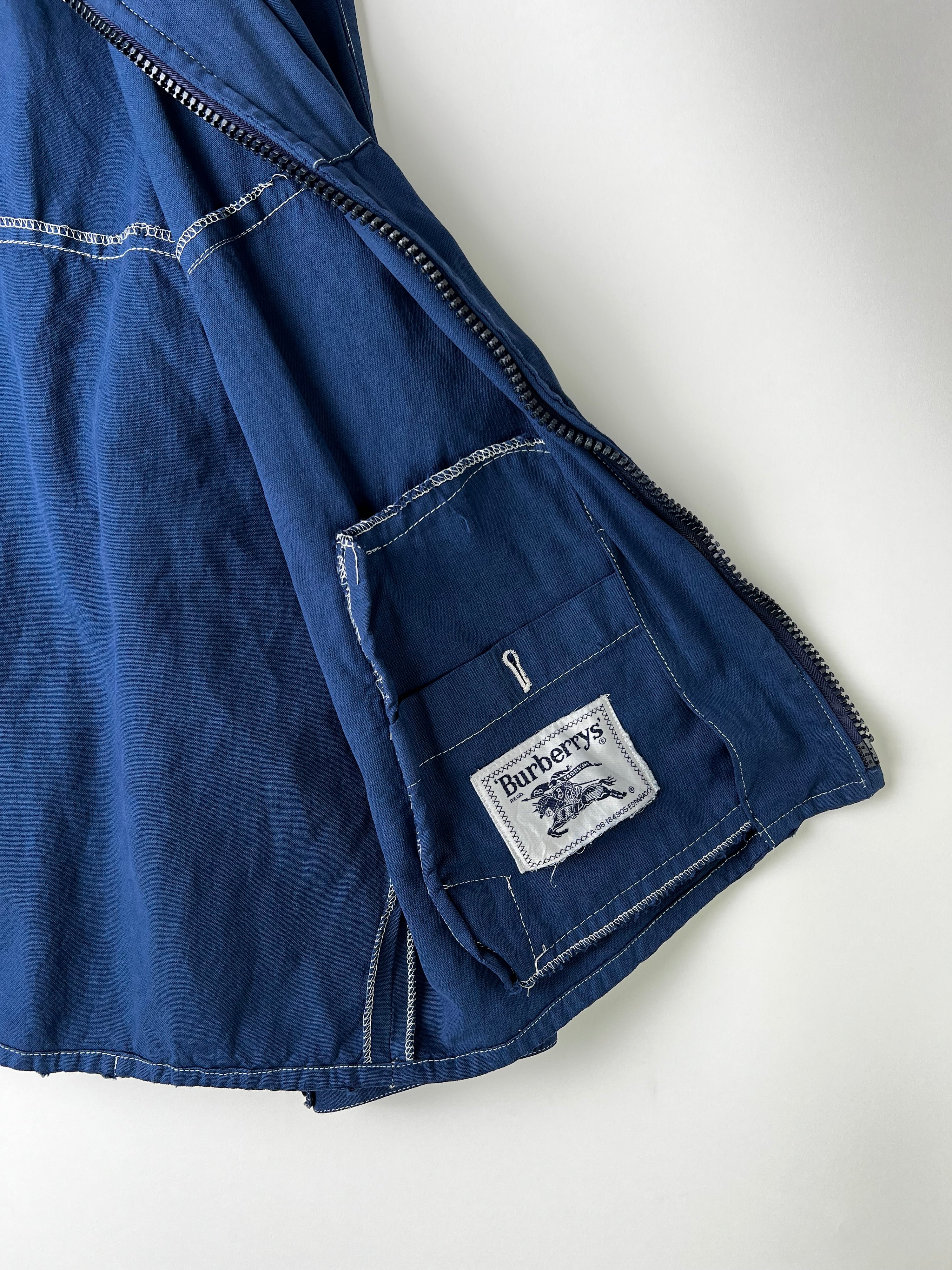 BURBERRY VINTAGE COTTON HARRINGTON JACKET BLUE - S