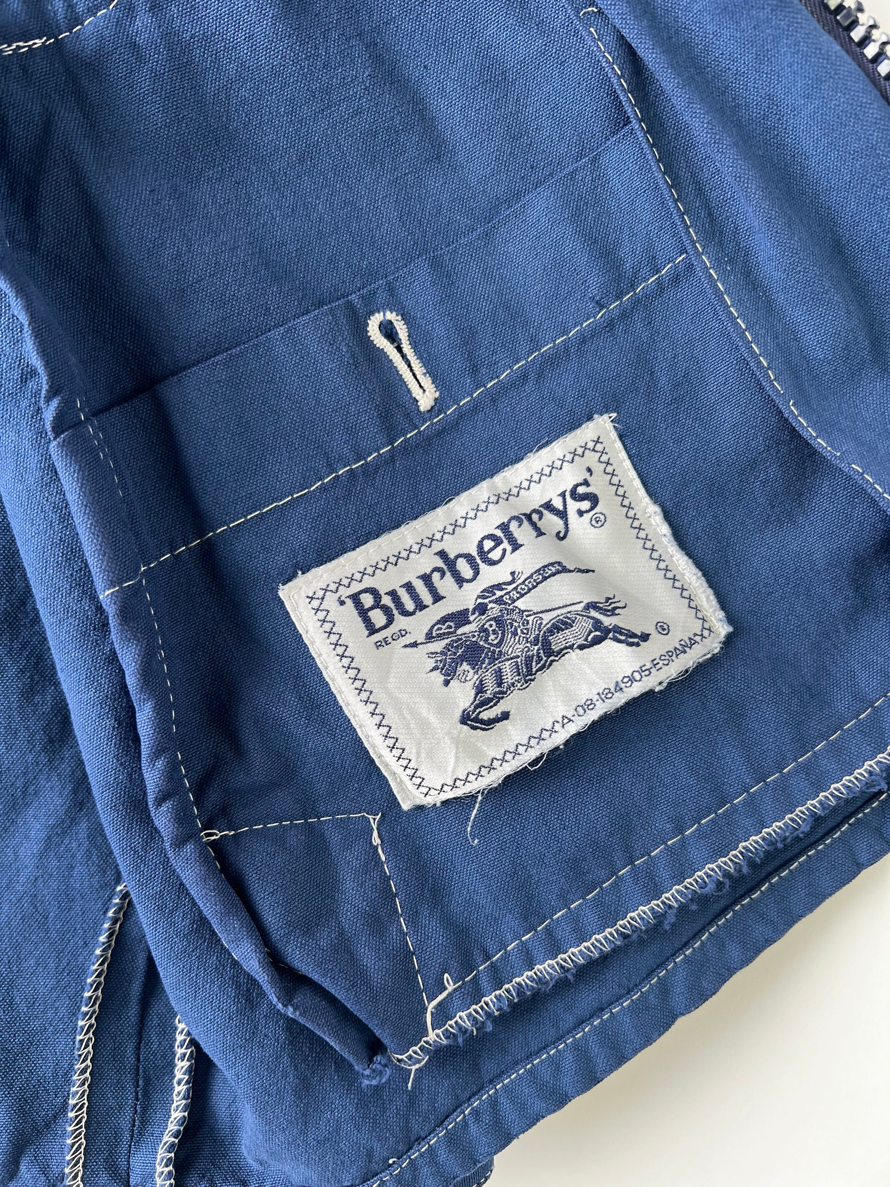 BURBERRY VINTAGE COTTON HARRINGTON JACKET BLUE - S