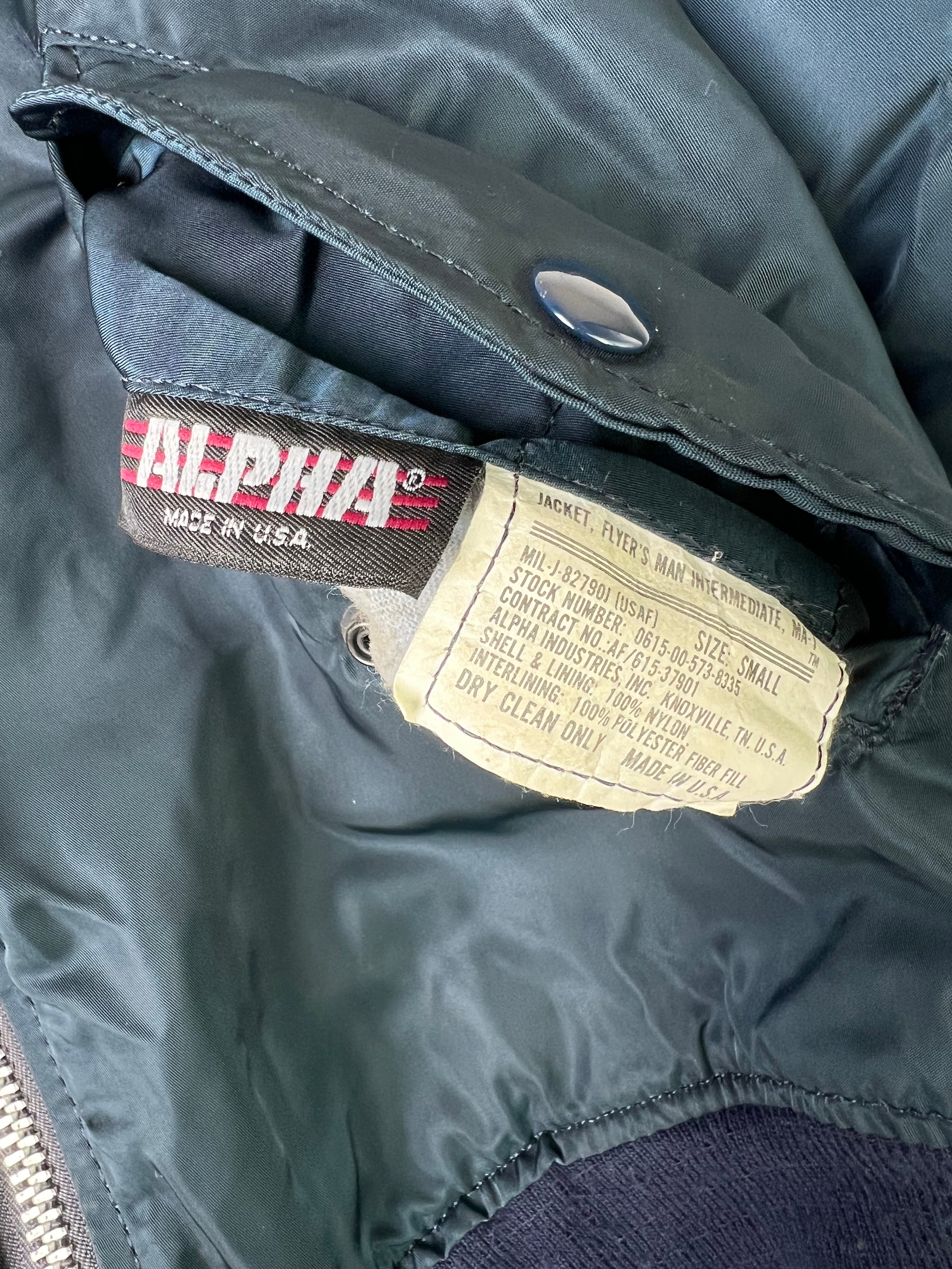 ALPHA INDUSTRIES MA-1 BOMBER JACKET BLUE MADE IN USA - S