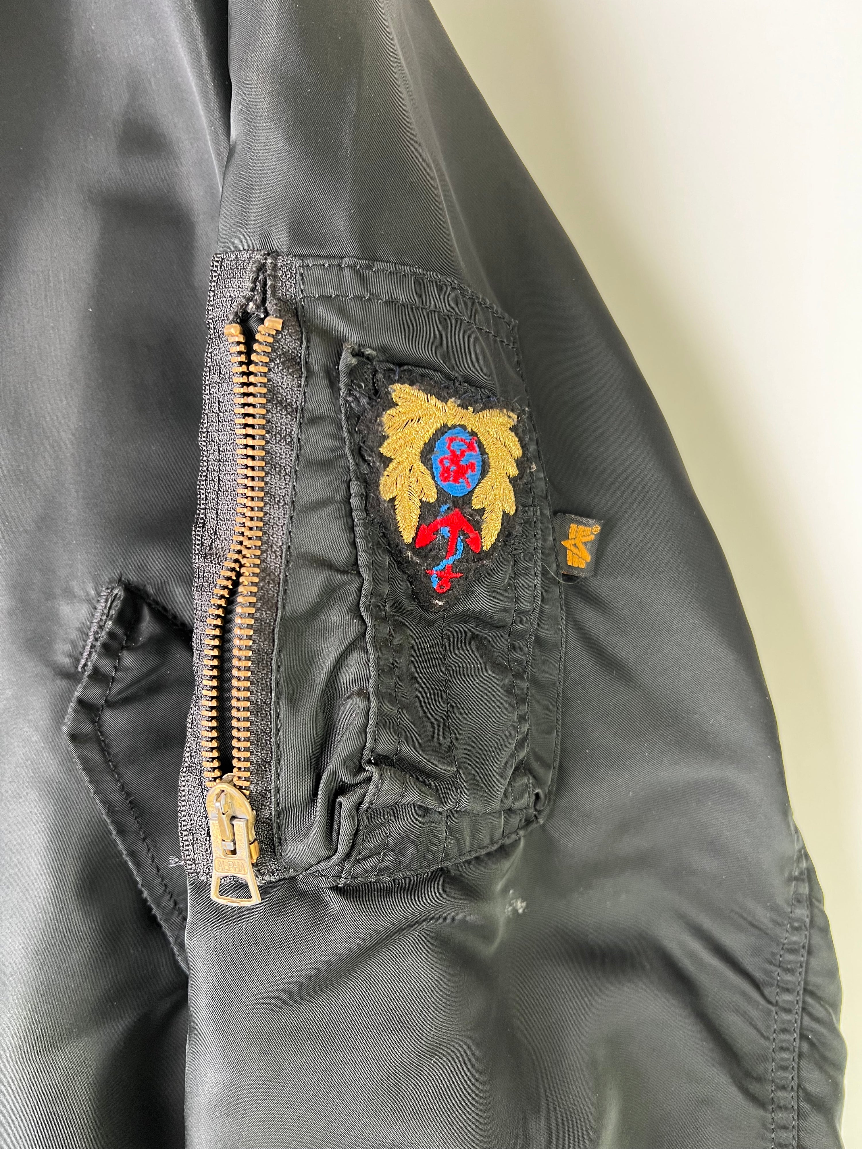 ALPHA INDUSTRIES MA-1 BOMBER JACKET BLACK MADE IN USA - XXL