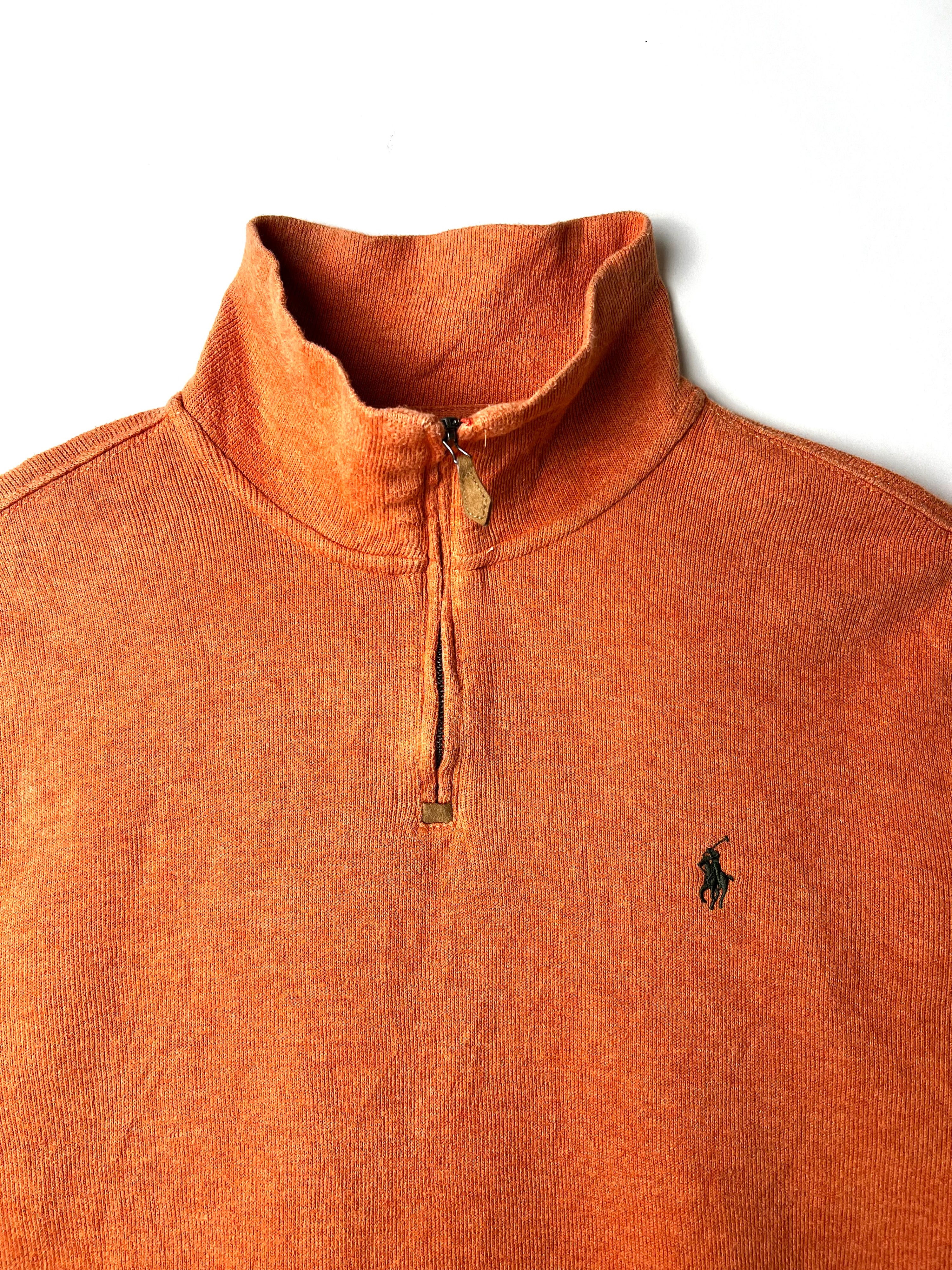 RALPH LAUREN QUARTER ZIP SWEATER ORANGE - L