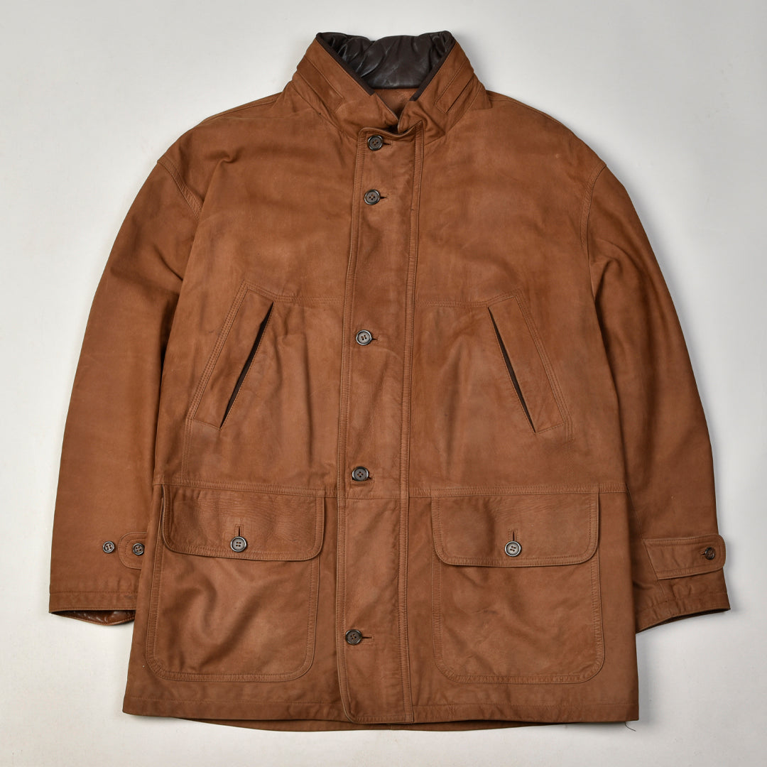 VINTAGE Leather JACKET BROWN - 50