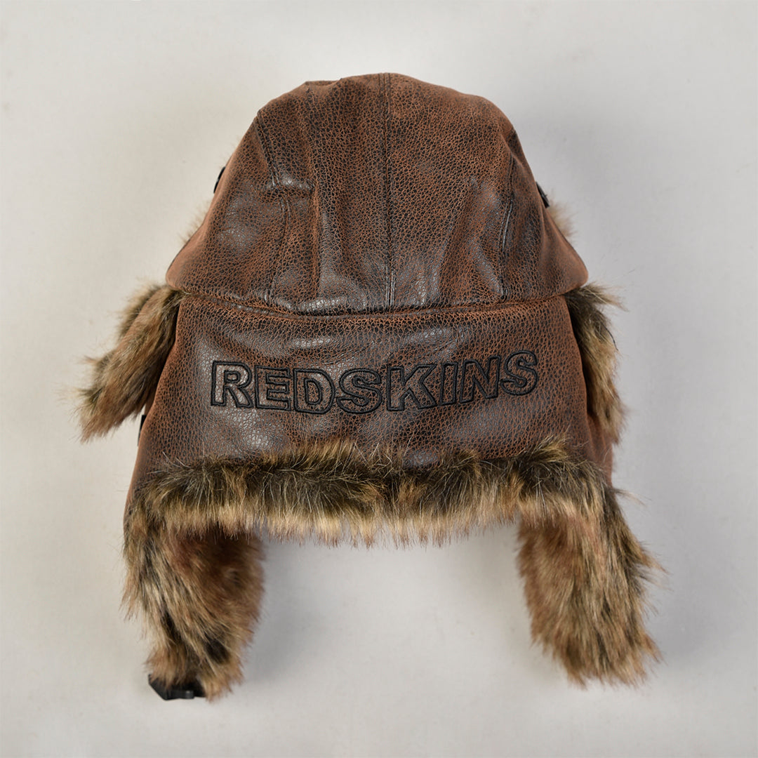 REDSKINS LEATHER TRAPPER HAT BROWN - 52