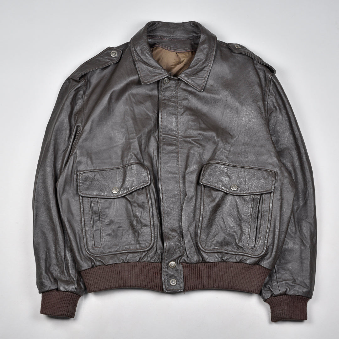 US FORCE LEATHER BOMBER FLIGHT JACKET BROWN - XL