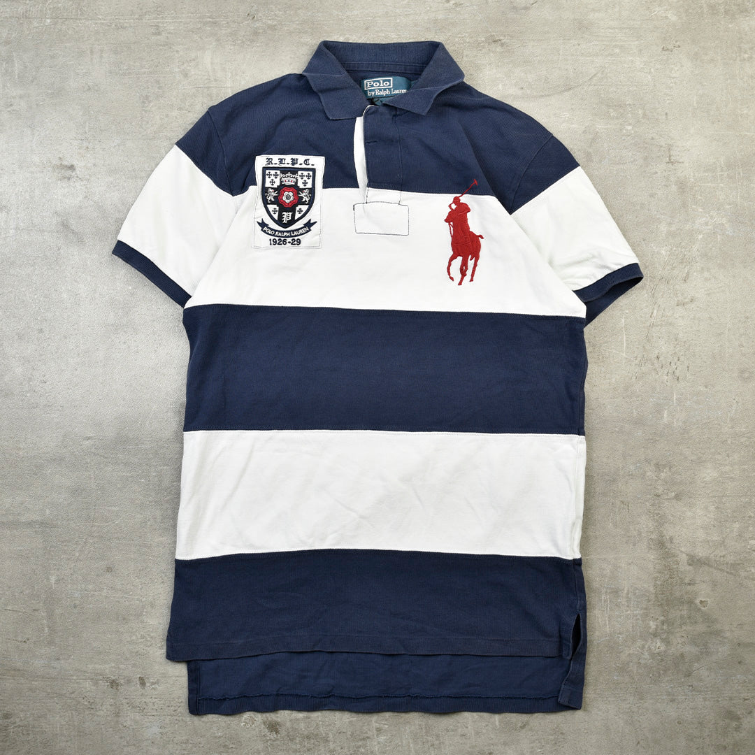 POLO STRIPES BLU/WHITE - SMALL