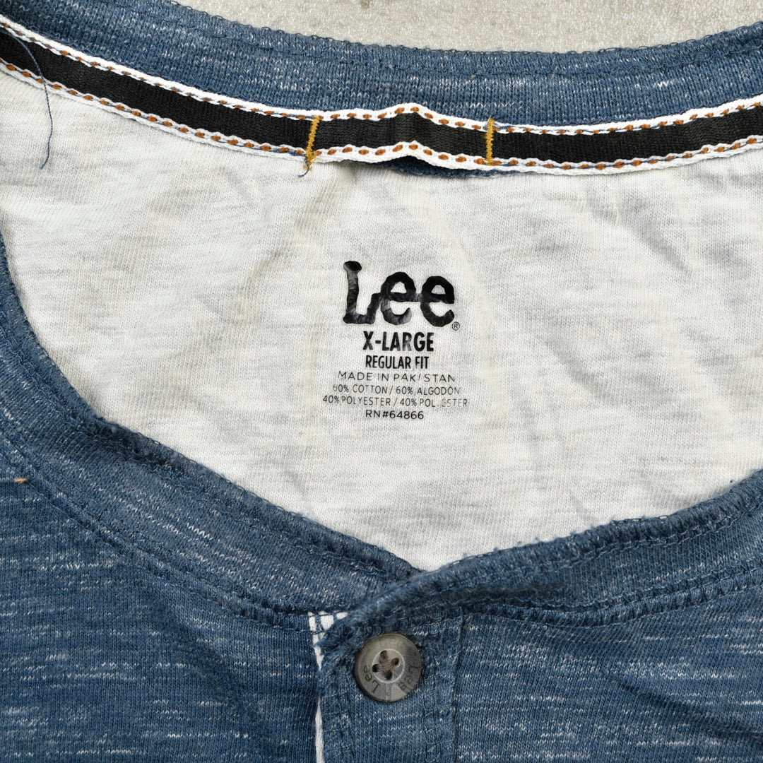 LEE HENLEY T-SHIRT BLUE - XL