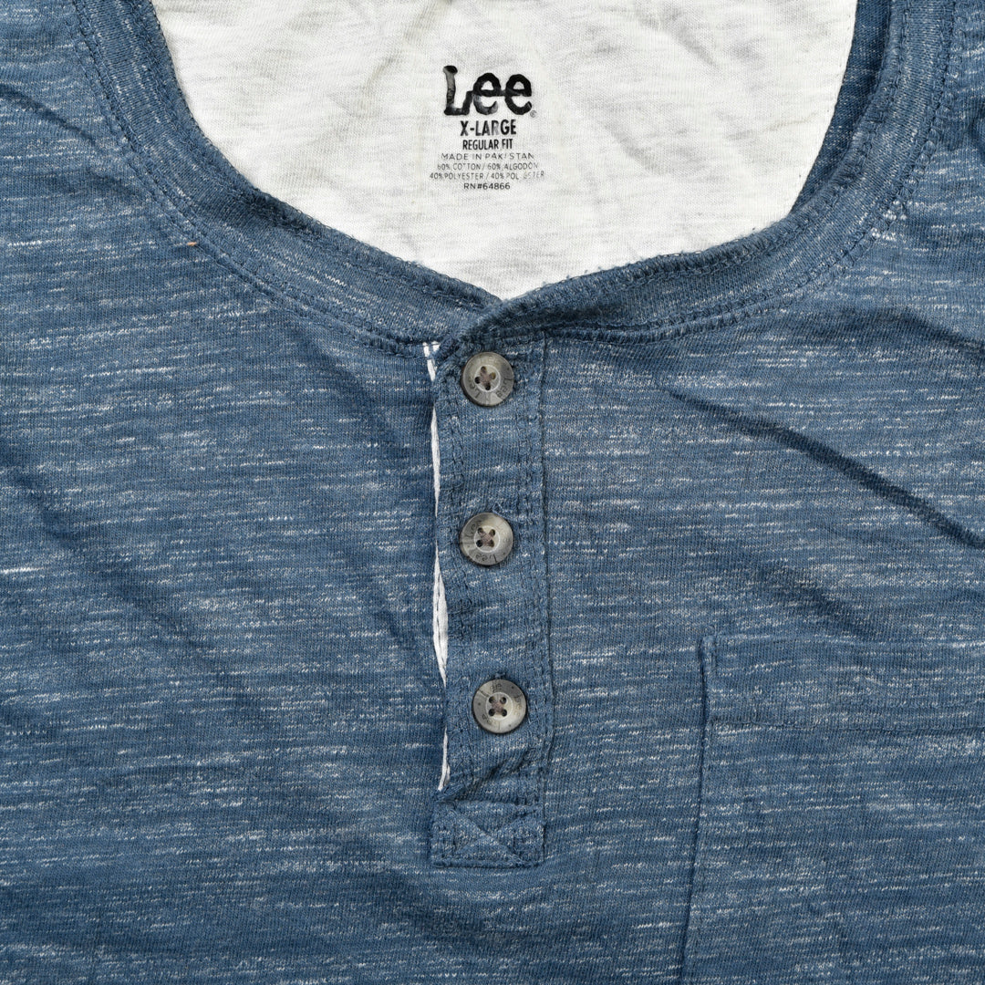 LEE HENLEY T-SHIRT BLUE - XL