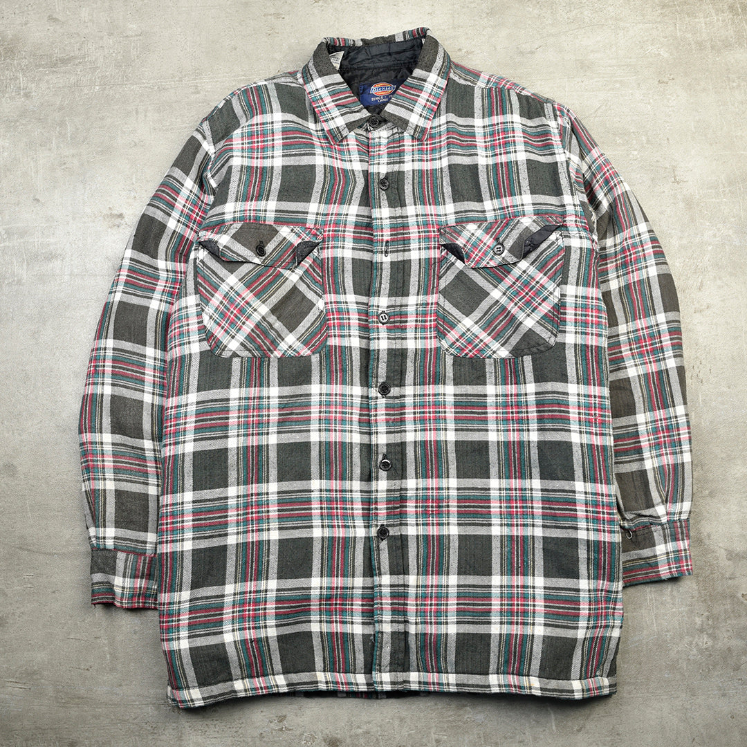 DUCK SHIRT JACKET GREY RED PLAID - LARGE