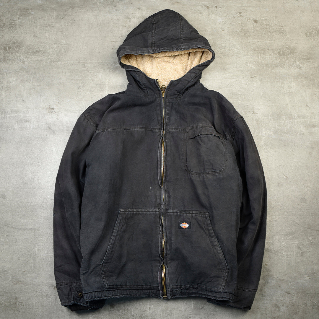 VINTAGE HOODED DUCK CANVAS WORK JACKET BLACK - XL