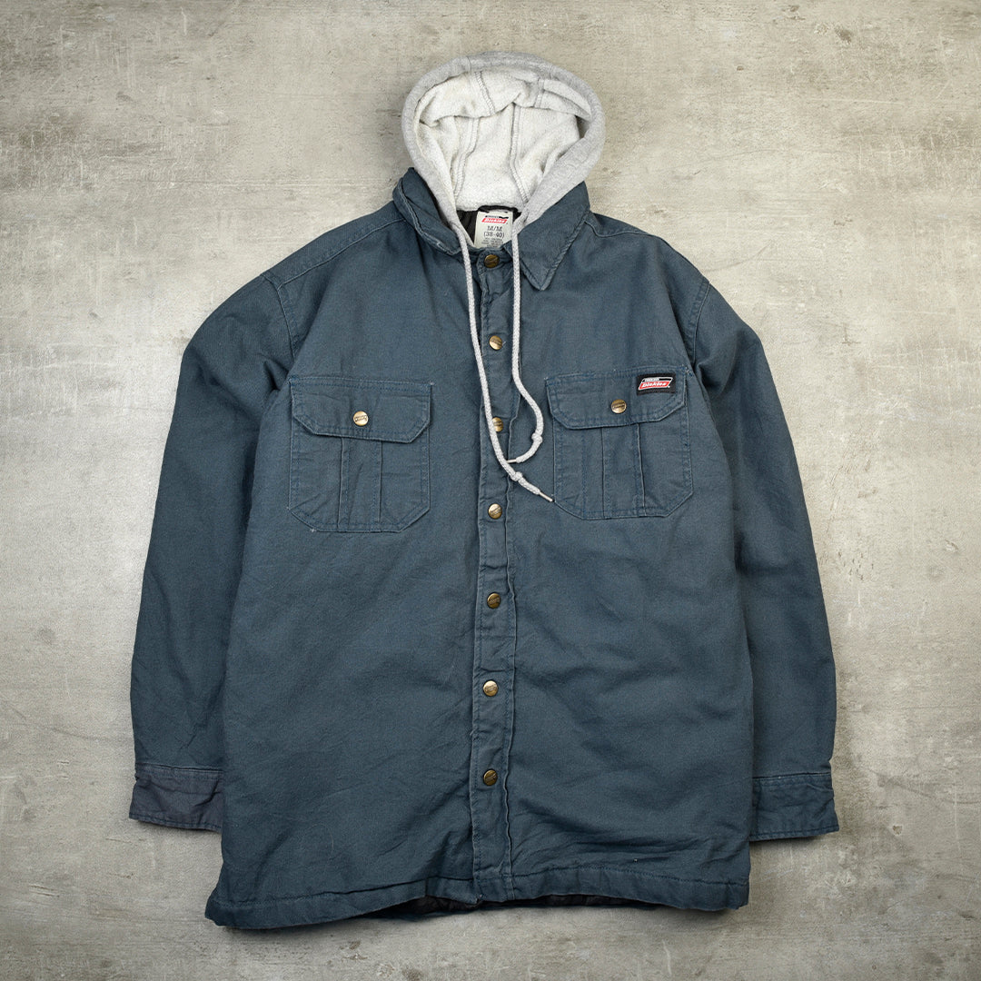 DUCK HOODED SHIRT JACKET BLUE - MEDIUM