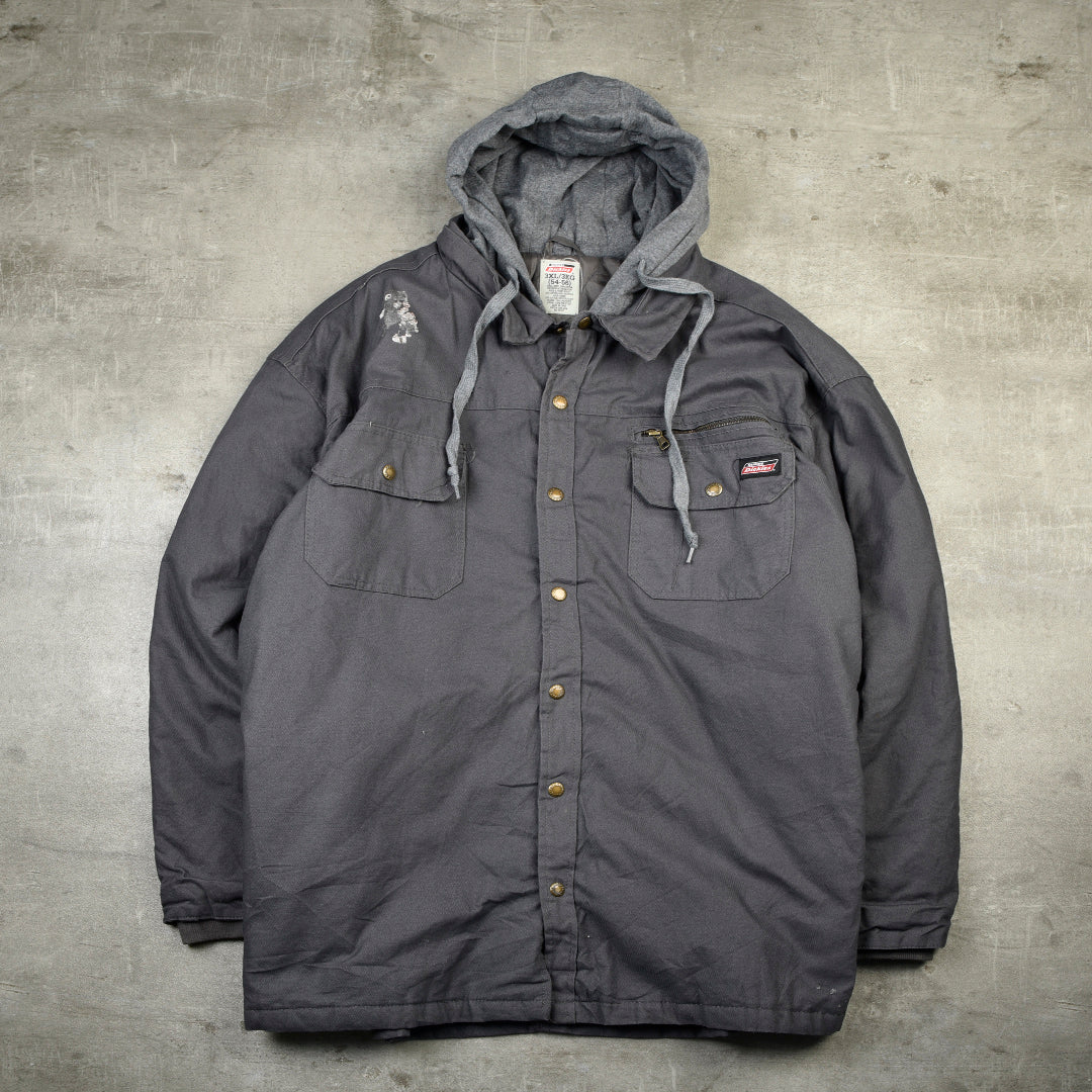 DUCK HOODED SHIRT JACKET GREY  -  3XL