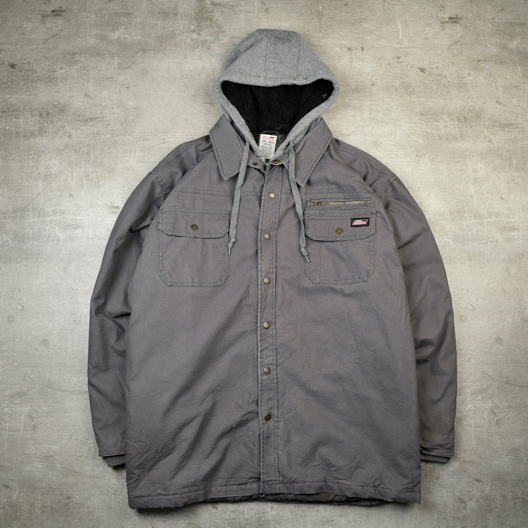 DUCK HOODED SHIRT JACKET GREY  -  XXL