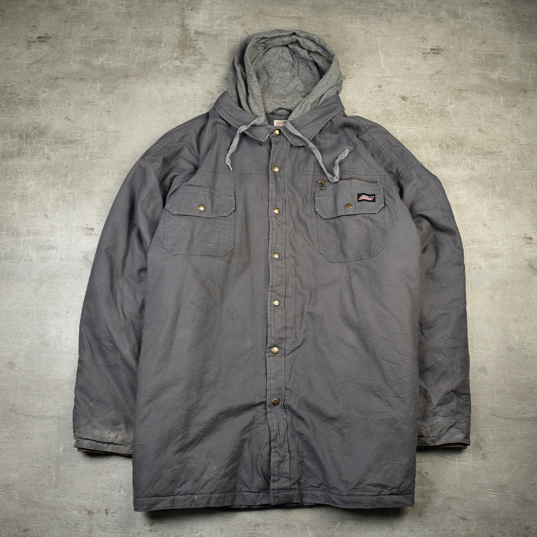 DUCK HOODED SHIRT JACKET GREY  -  5XL