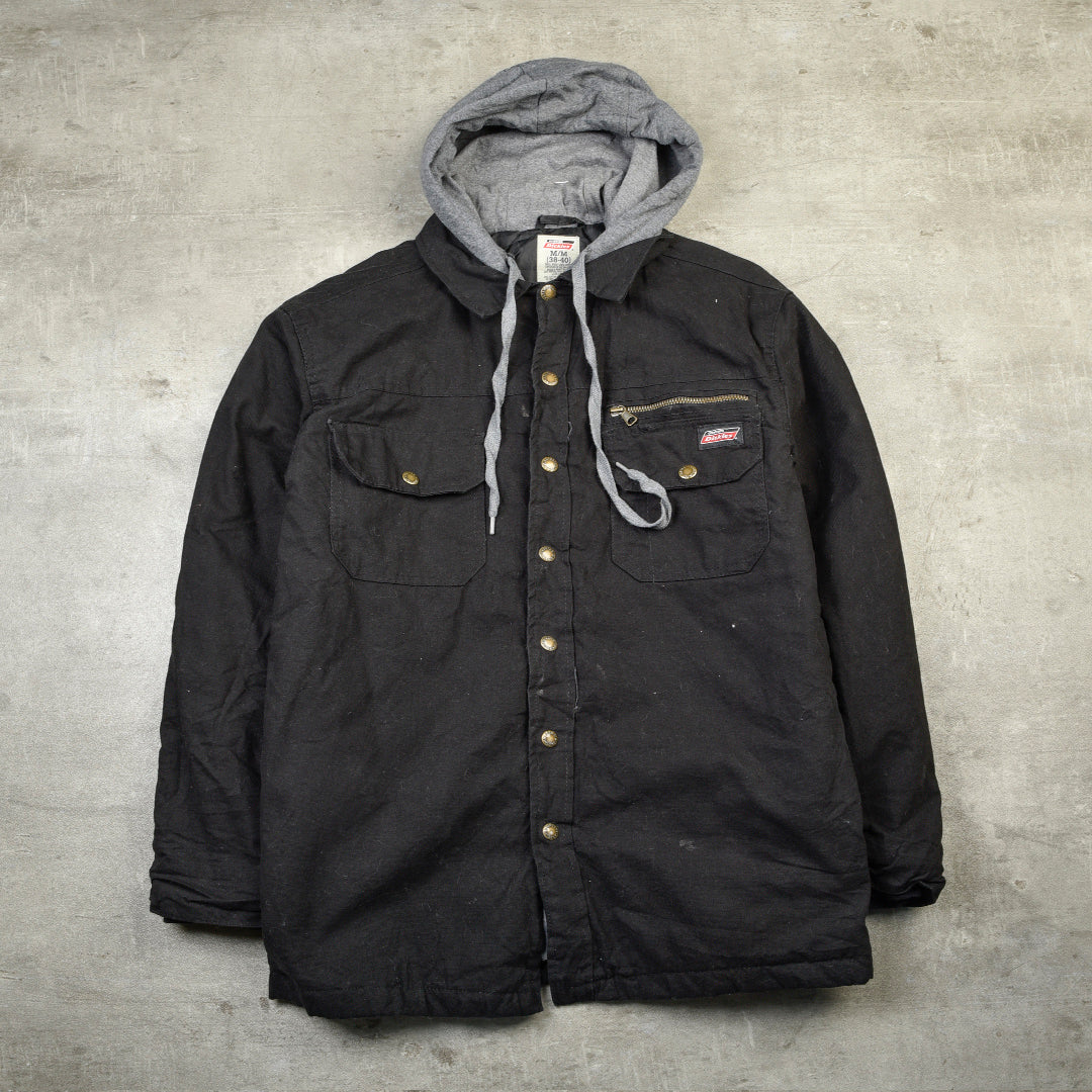 DICKIES DUCK HOODED SHIRT JACKET BLACK - LARGE