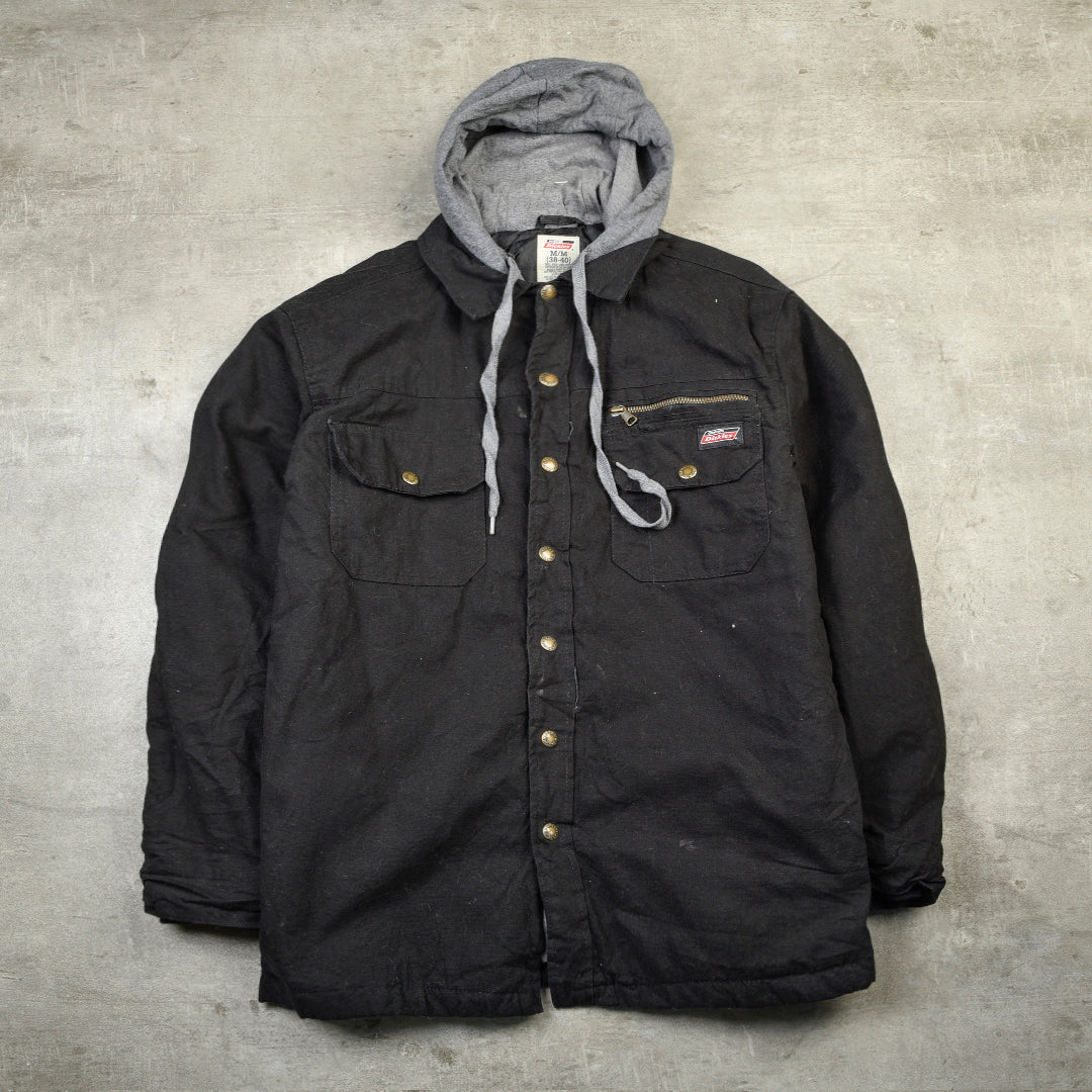 DICKIES DUCK HOODED SHIRT JACKET BLACK - LARGE