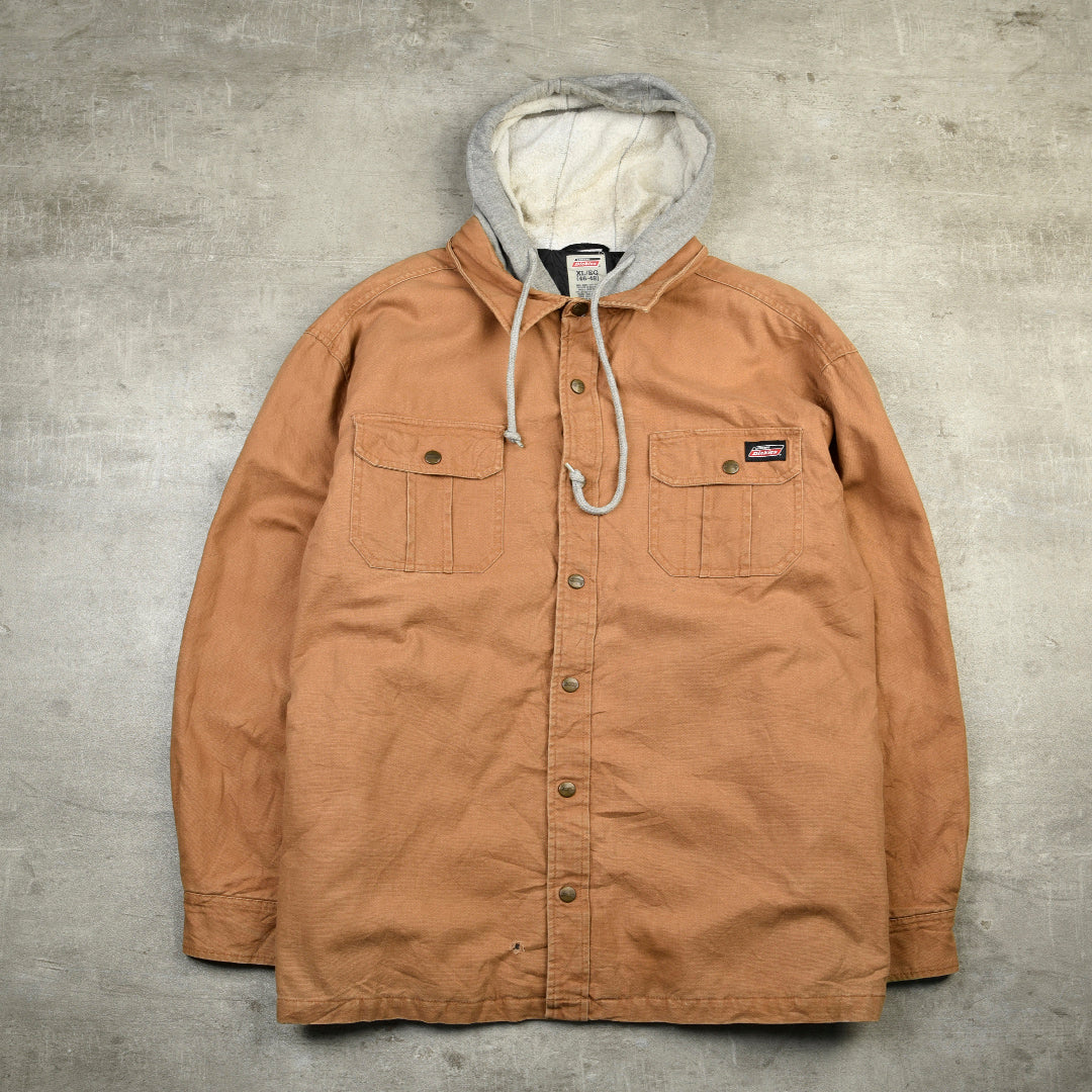 DUCK HOODED SHIRT JACKET BEIGE - XL