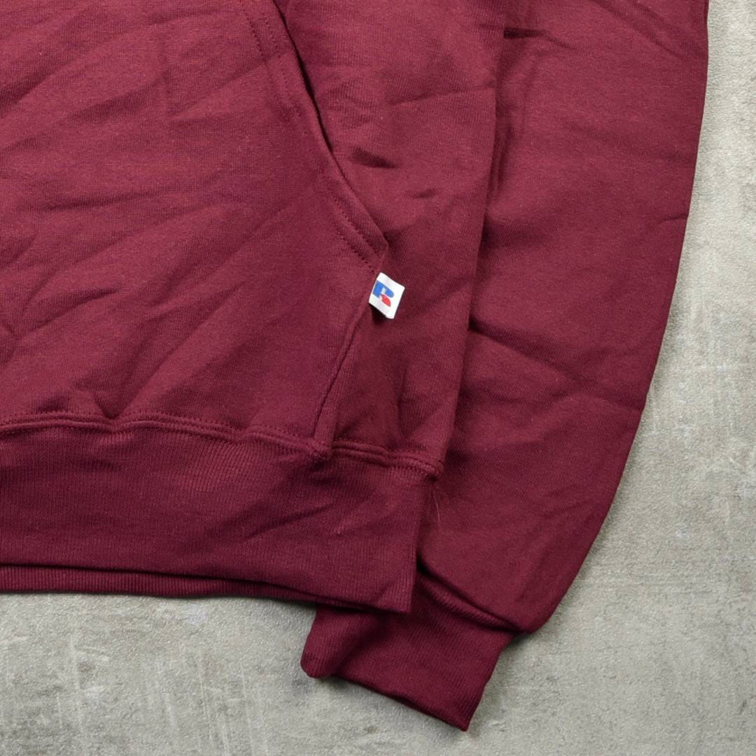 VINTAGE BLANK HOODIE BURGUNDY RED - SMALL