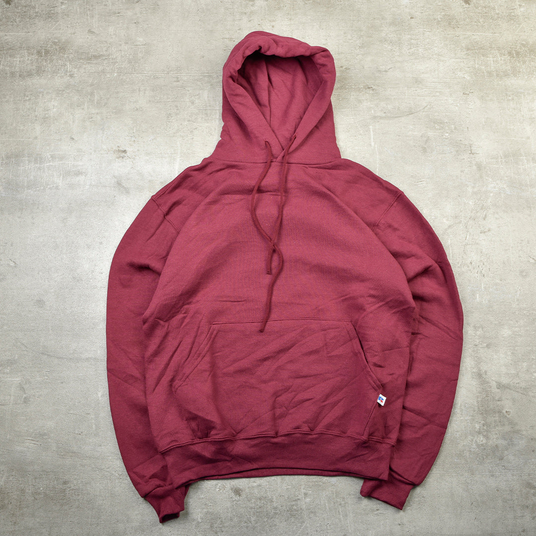 VINTAGE BLANK HOODIE BURGUNDY RED - SMALL