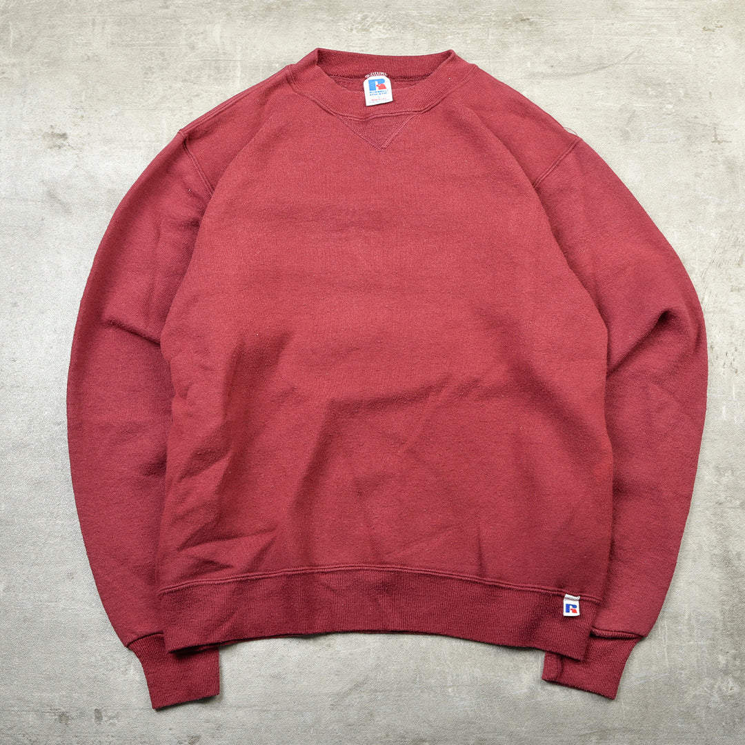 VINTAGE BLANK SWEATSHIRT BURGUNDY RED - SMALL