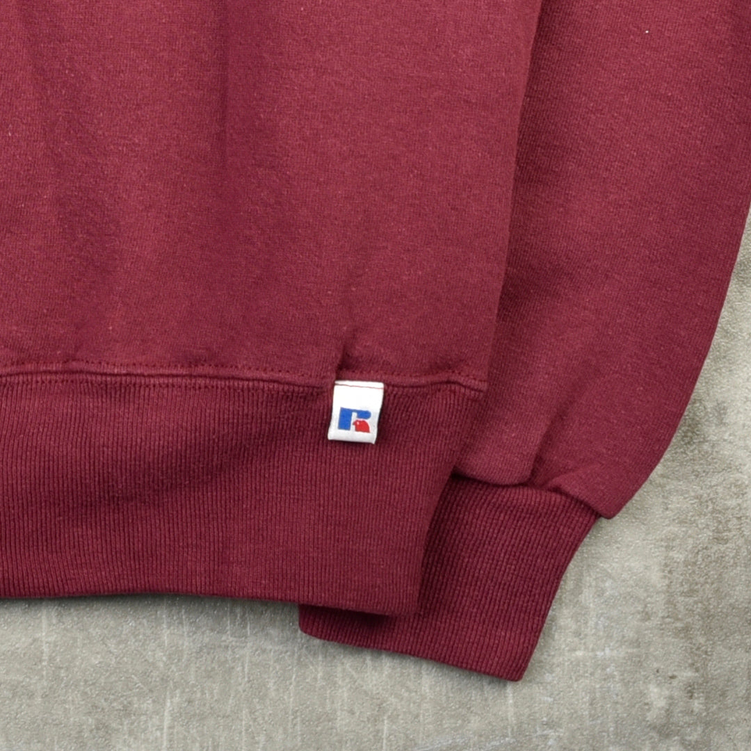 VINTAGE BLANK SWEATSHIRT BURGUNDY RED - LARGE