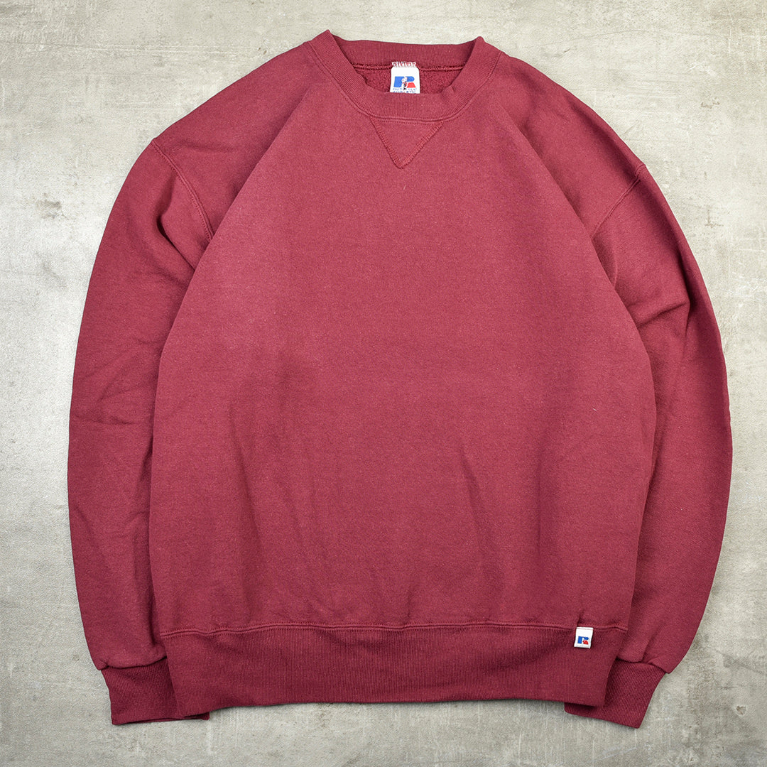 VINTAGE BLANK SWEATSHIRT BURGUNDY RED - LARGE