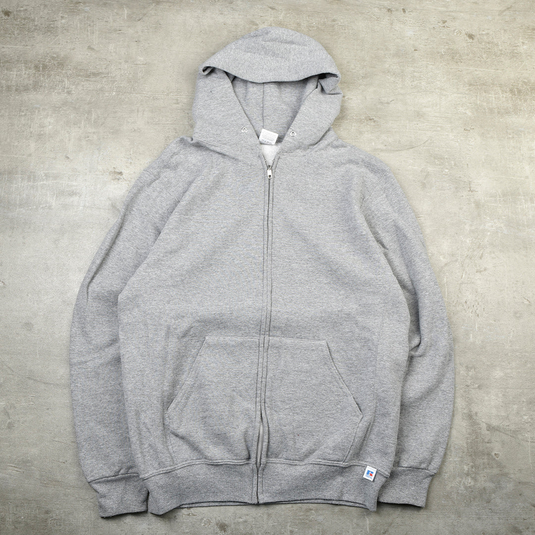 VINTAGE BLANK ZIP HOODIE GREY - LARGE