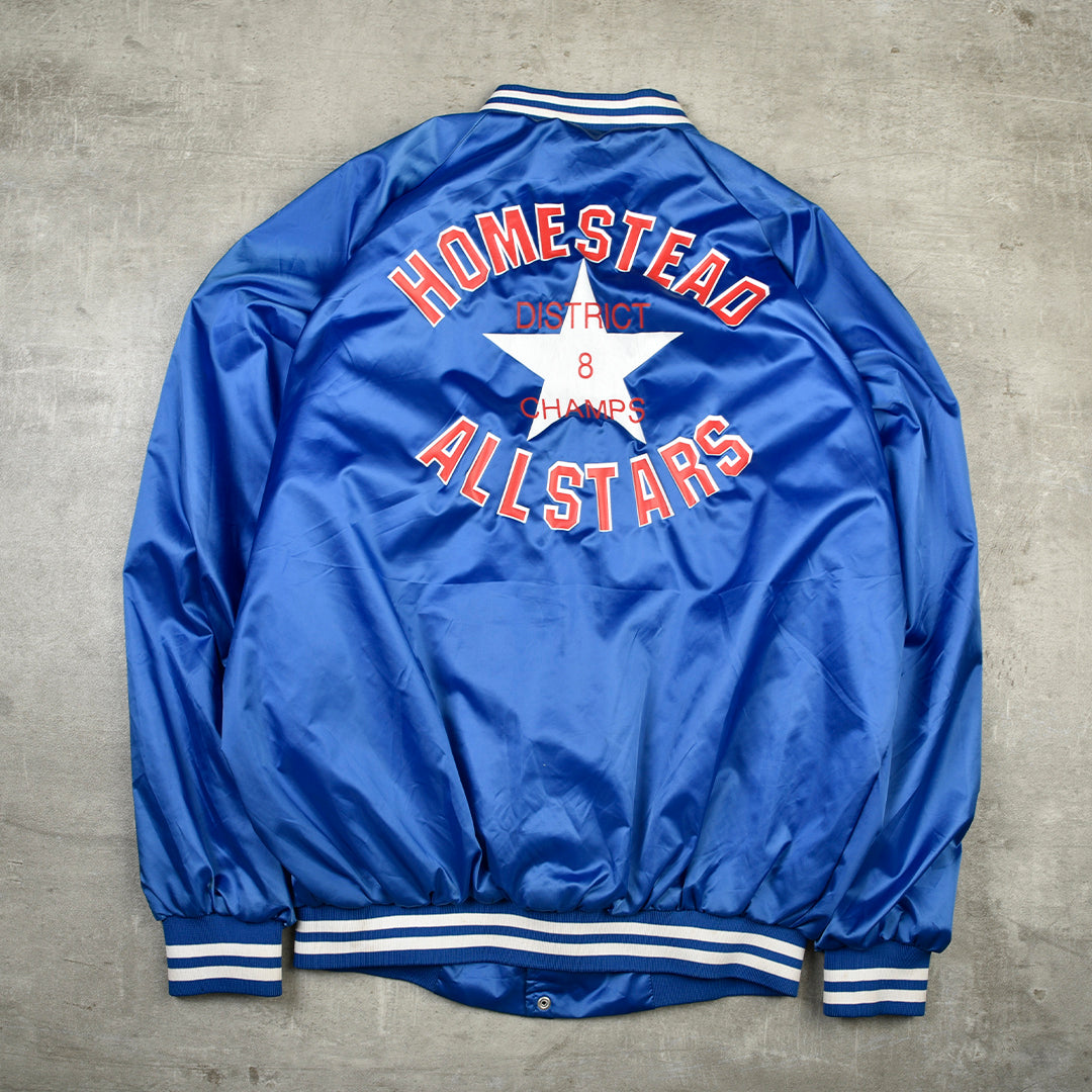 HOMESTEAD ALL STARS VINTAGE NYLON VARSITY JACKET BLUE  - LARGE