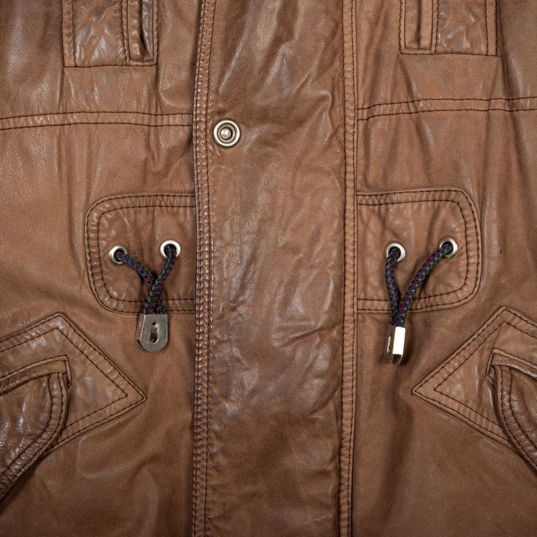 PARKA LEATHER JACKET BROWN  -  XL