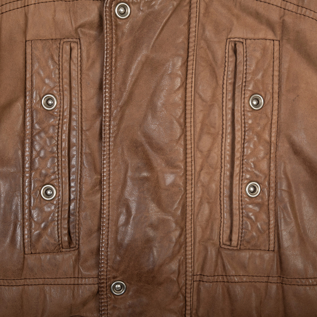 PARKA LEATHER JACKET BROWN  -  XL