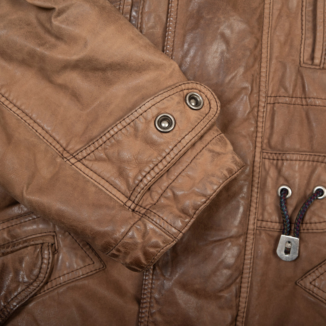 PARKA LEATHER JACKET BROWN  -  XL