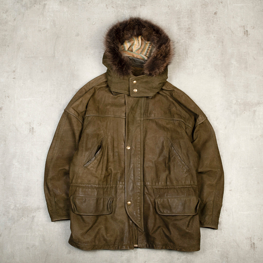 LEATHER VINTAGE PARKA - L/XL