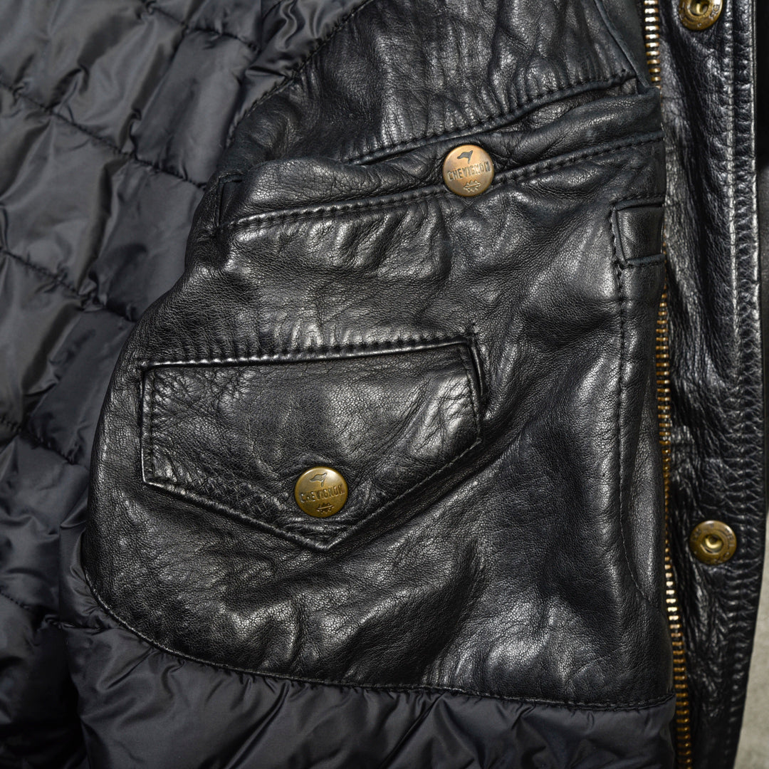 LEATHER BOMBER JACKET BLACK -  LARGE