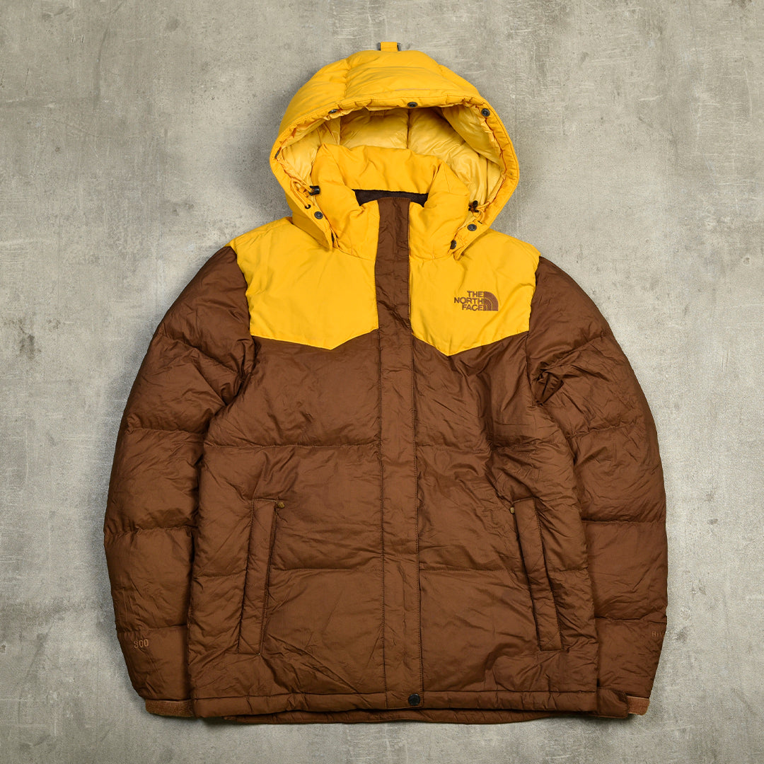 HY VENT HOODED PUFFER JACKET 800 YELLOW BROWN - LARGE