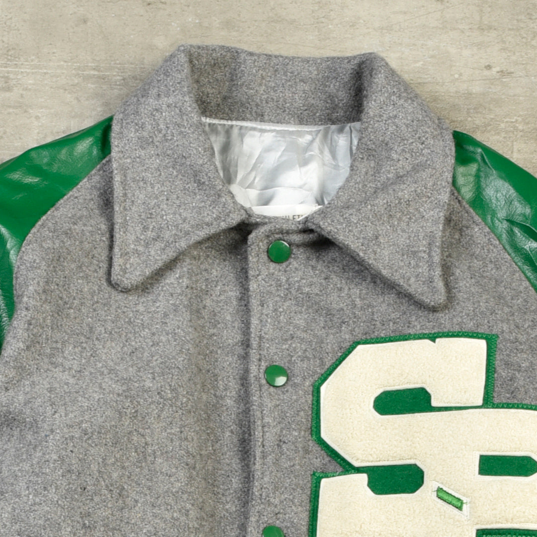 HOWE VARSITY JACKET GREY/GREEN - S/M