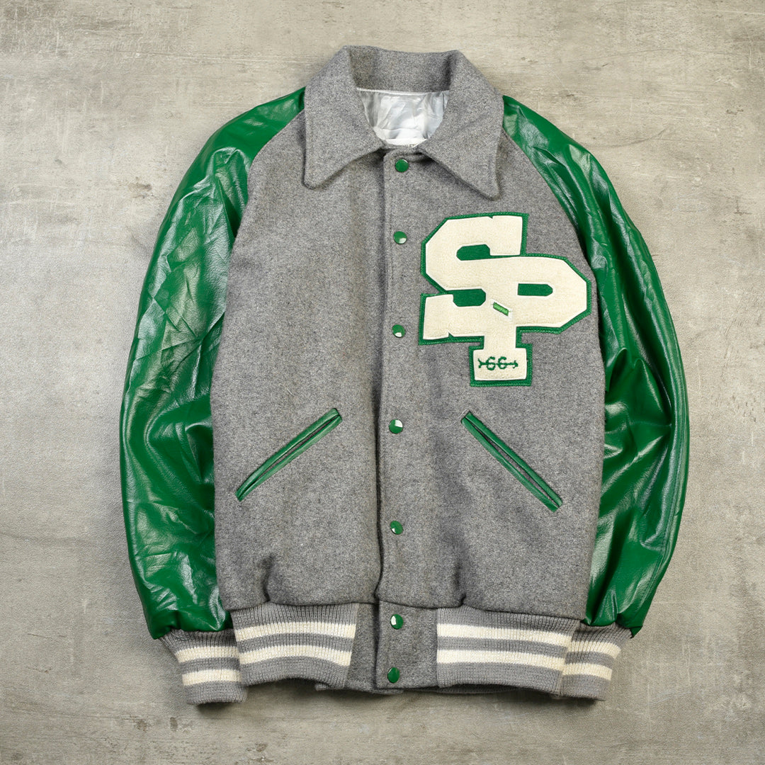 HOWE VARSITY JACKET GREY/GREEN - S/M