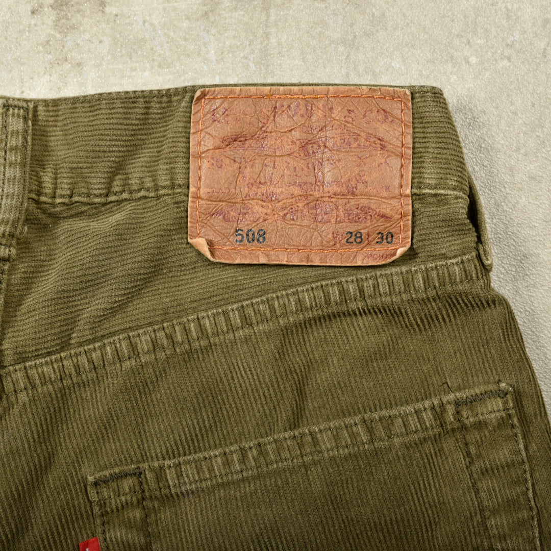 LEVIS 508  VELVET CORDUROY TROUSERS GREEN - 28