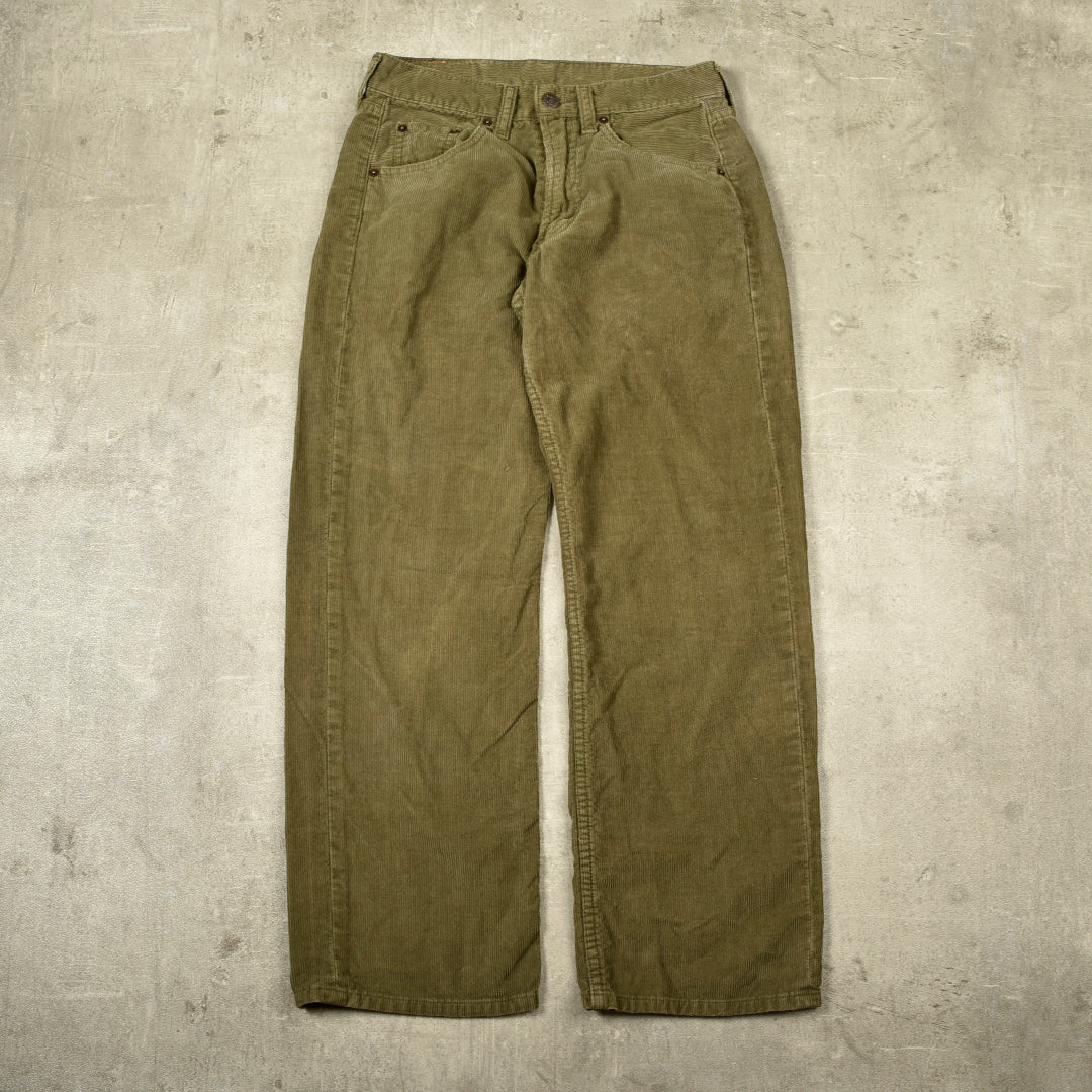 LEVIS 508  VELVET CORDUROY TROUSERS GREEN - 28