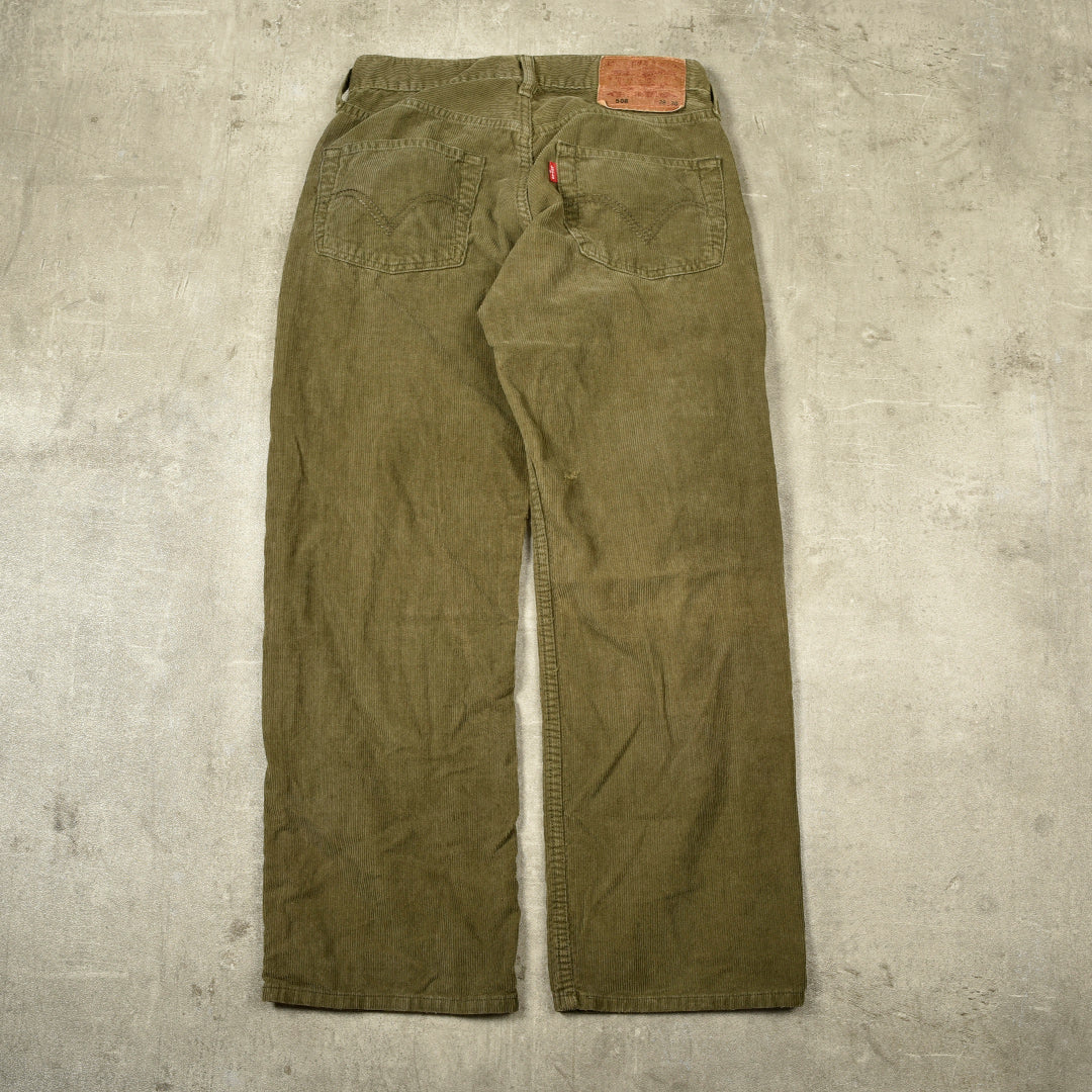 LEVIS 508  VELVET CORDUROY TROUSERS GREEN - 28