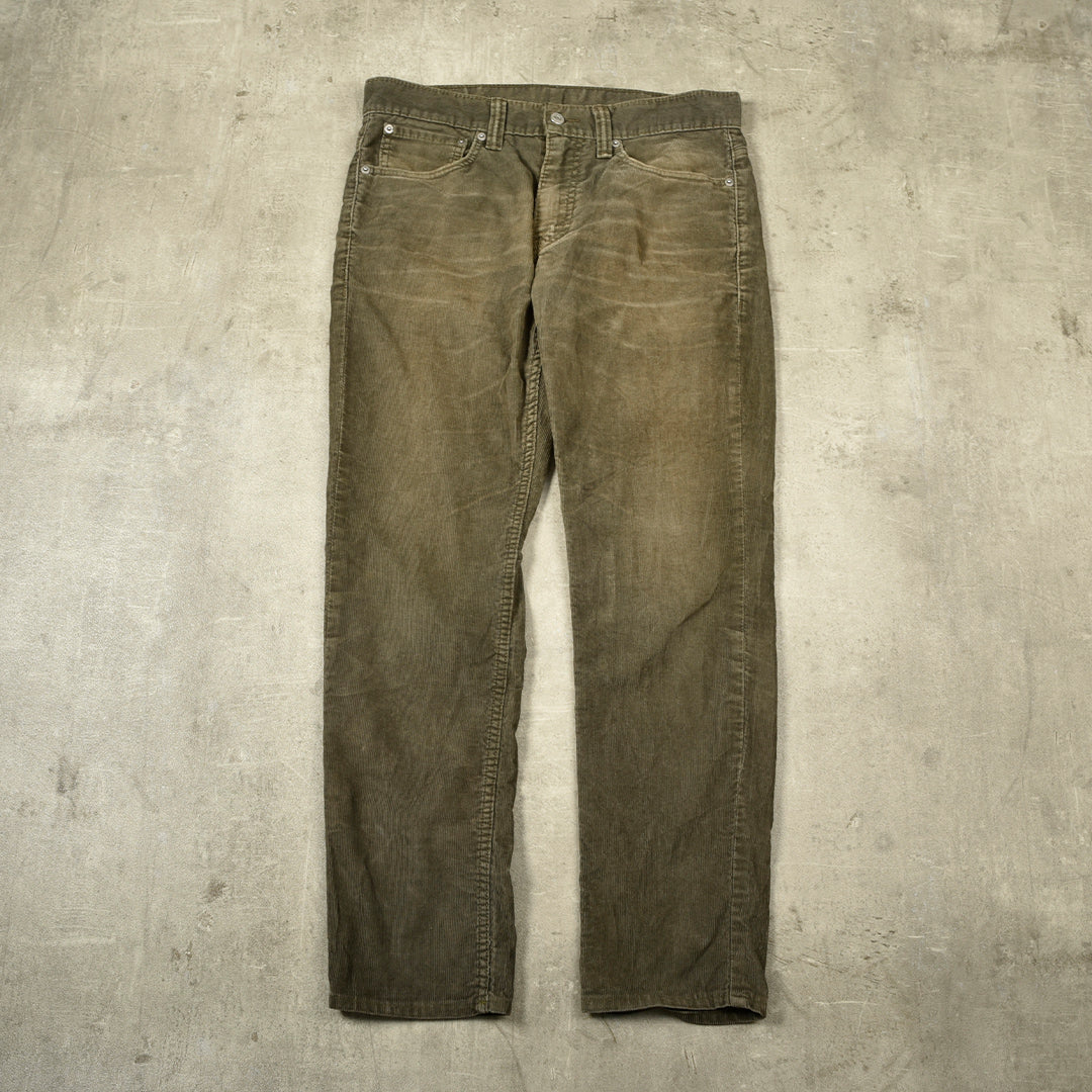 LEVIS 511 VELVET CORDUROY TROUSERS GREEN - 32X30